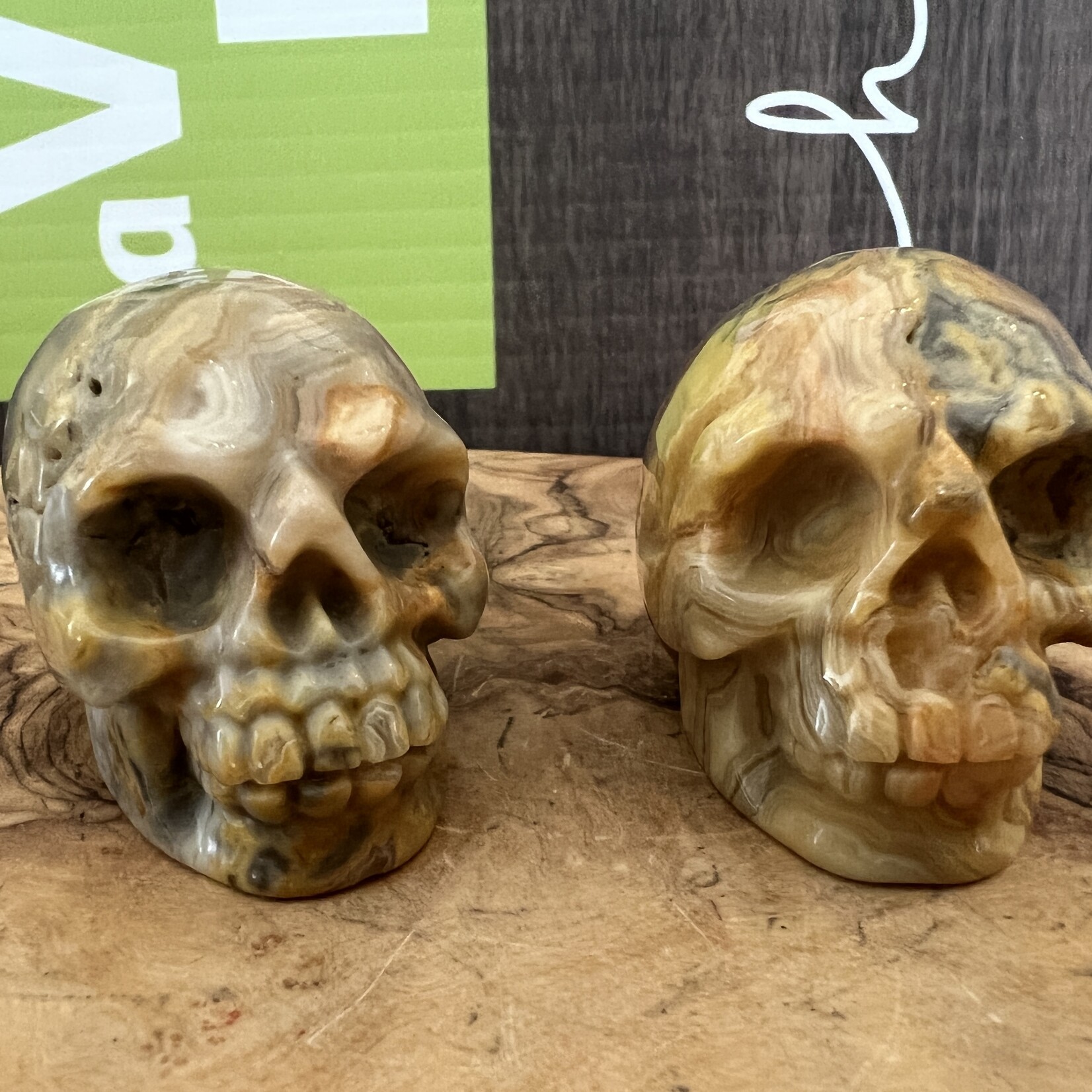 crazy lace agate skull, commonly referred to as the "stone of laughter" or "happy lace"