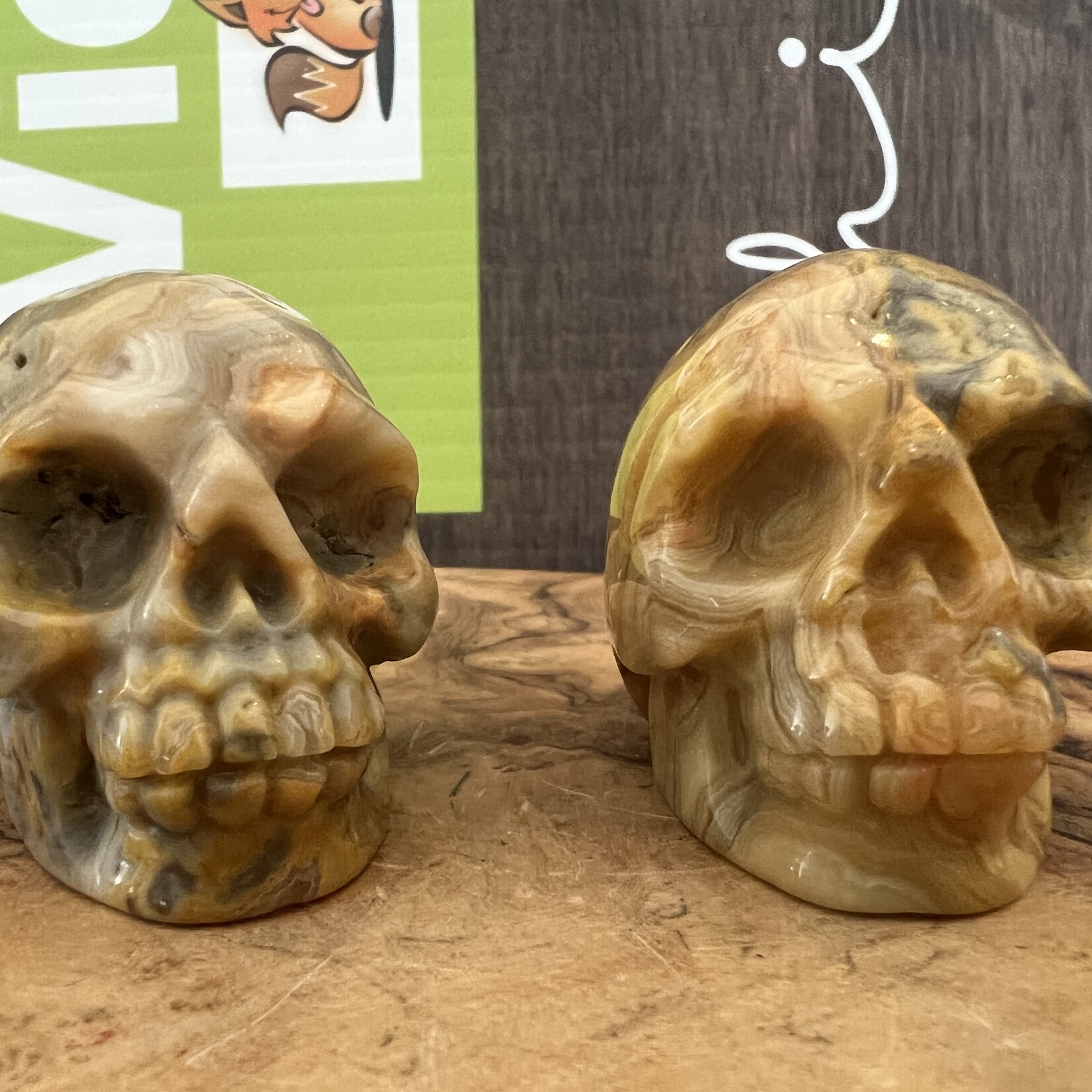 crazy lace agate skull, commonly referred to as the "stone of laughter" or "happy lace"