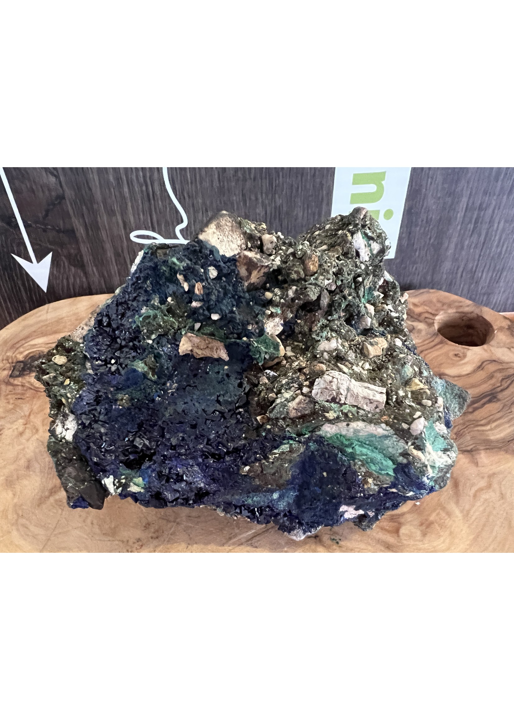 natural azurite malachite specimen, rock and blue, help all systems in our body to work together
