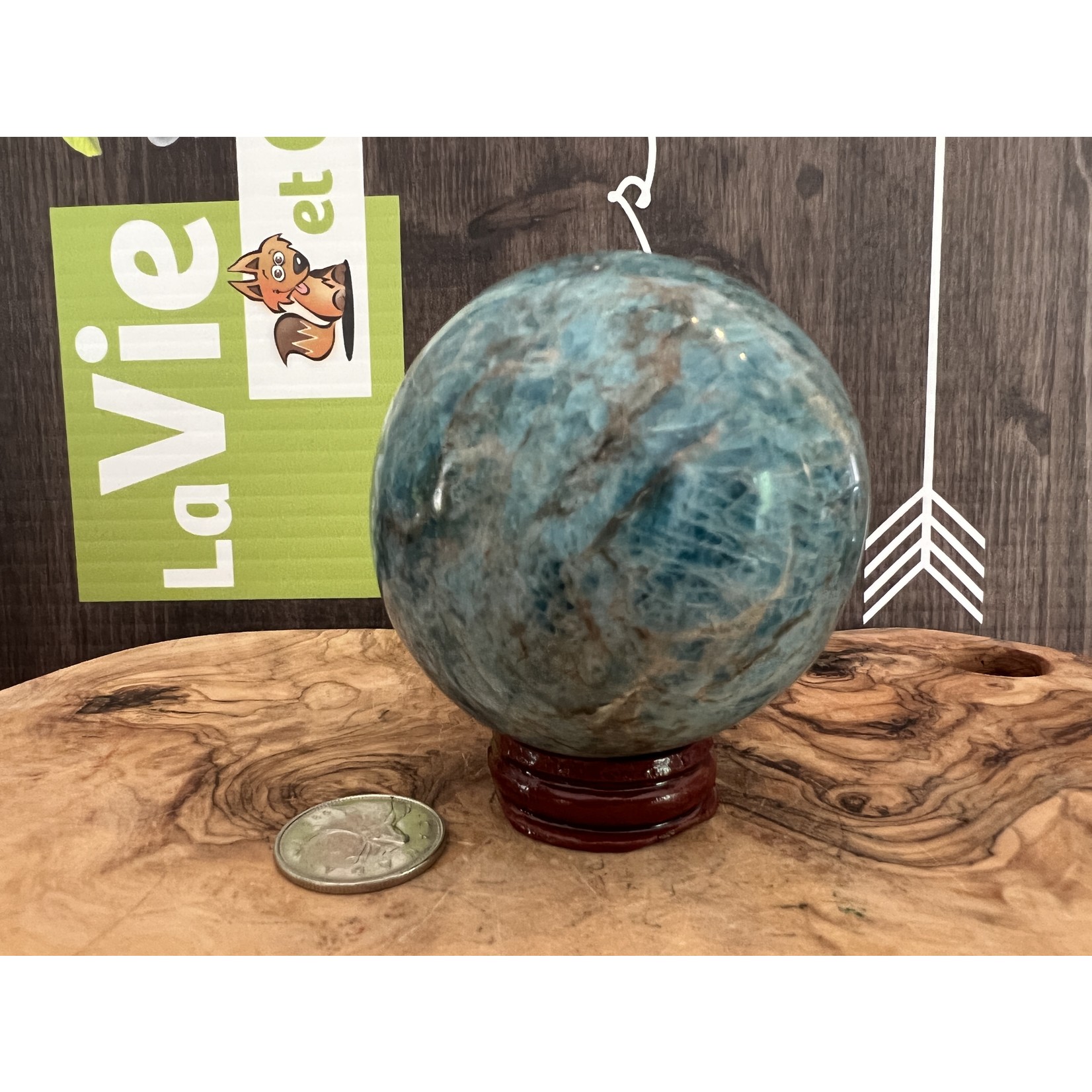 large stunning apatite sphere, used to facilitate communication and self-expression