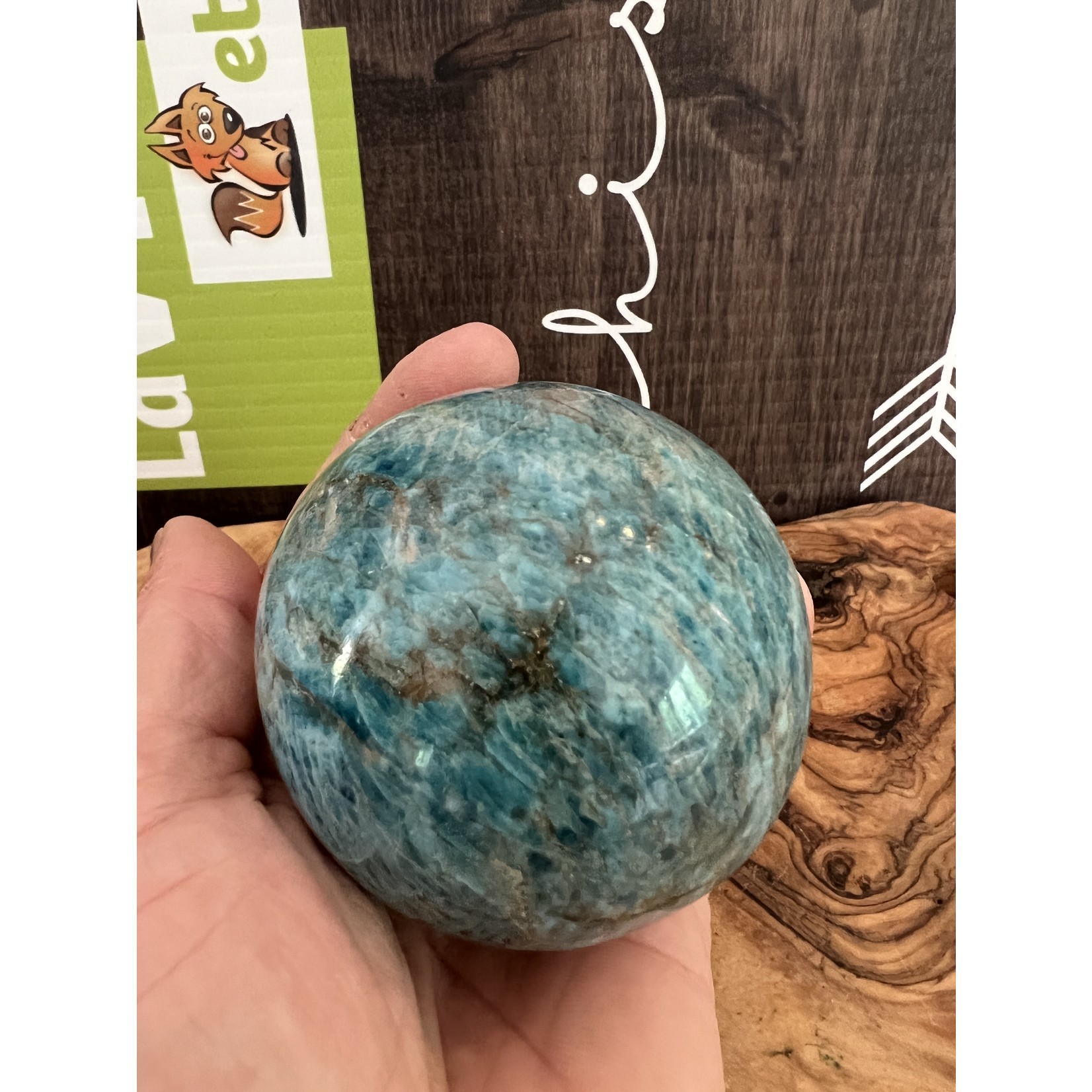 large stunning apatite sphere, used to facilitate communication and self-expression