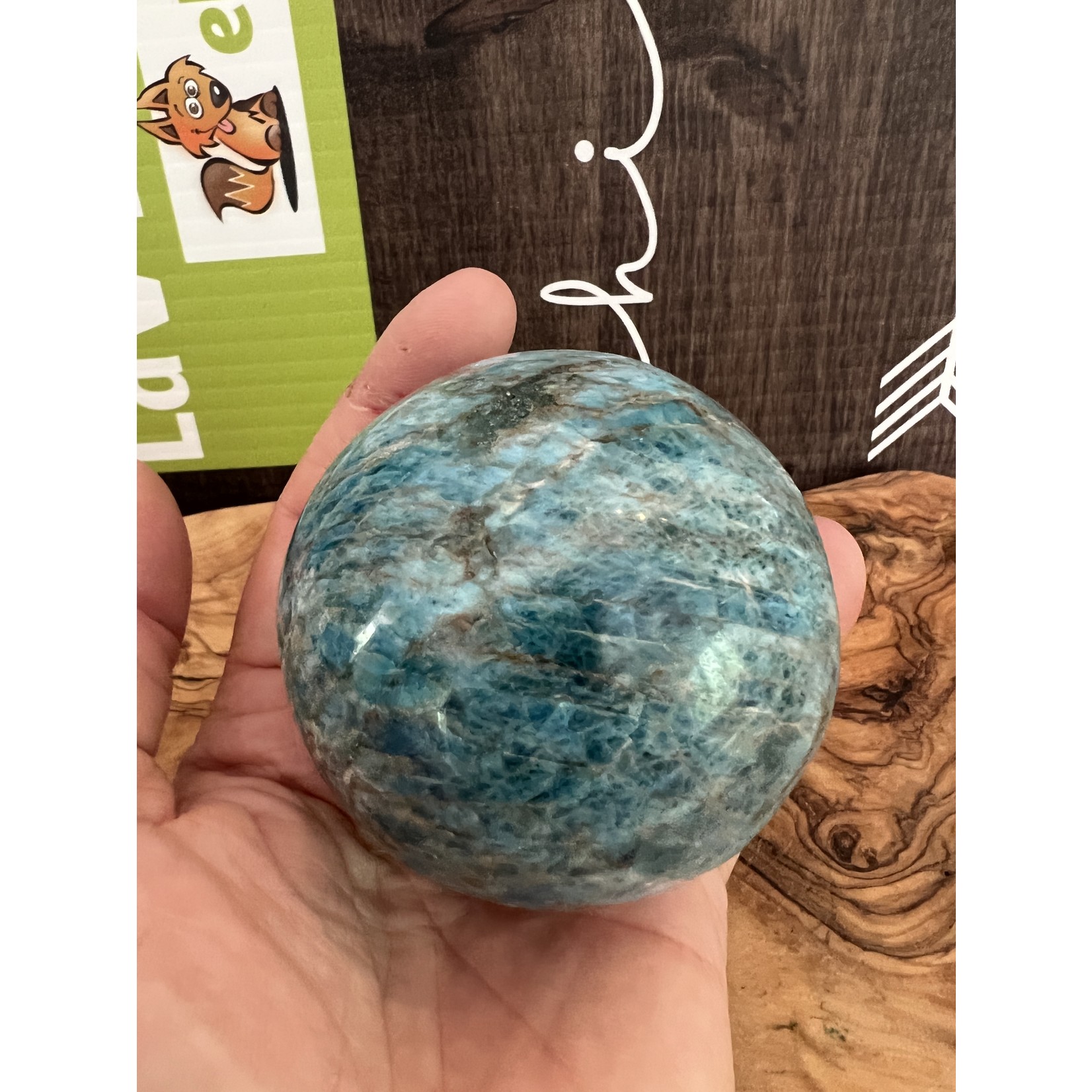 large stunning apatite sphere, used to facilitate communication and self-expression
