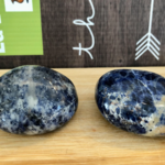 soft sodalite palm stone polished