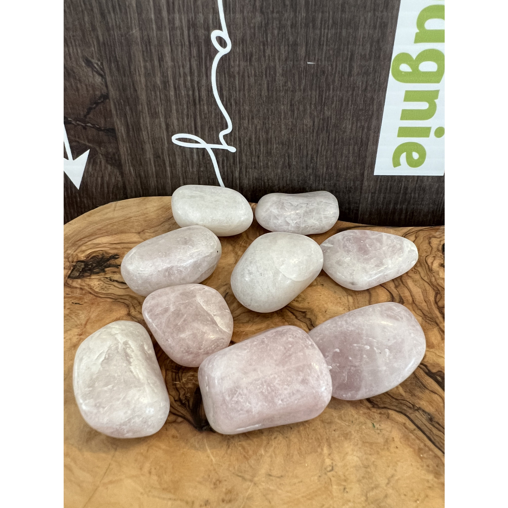 kunzite tumbled stone, used to calm migraines, neck pain due to blood pressure, exhaustion or overwork