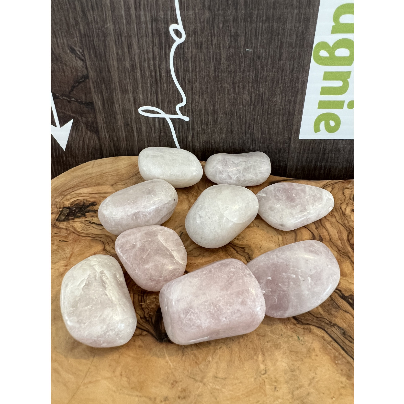 kunzite tumbled stone, used to calm migraines, neck pain due to blood pressure, exhaustion or overwork
