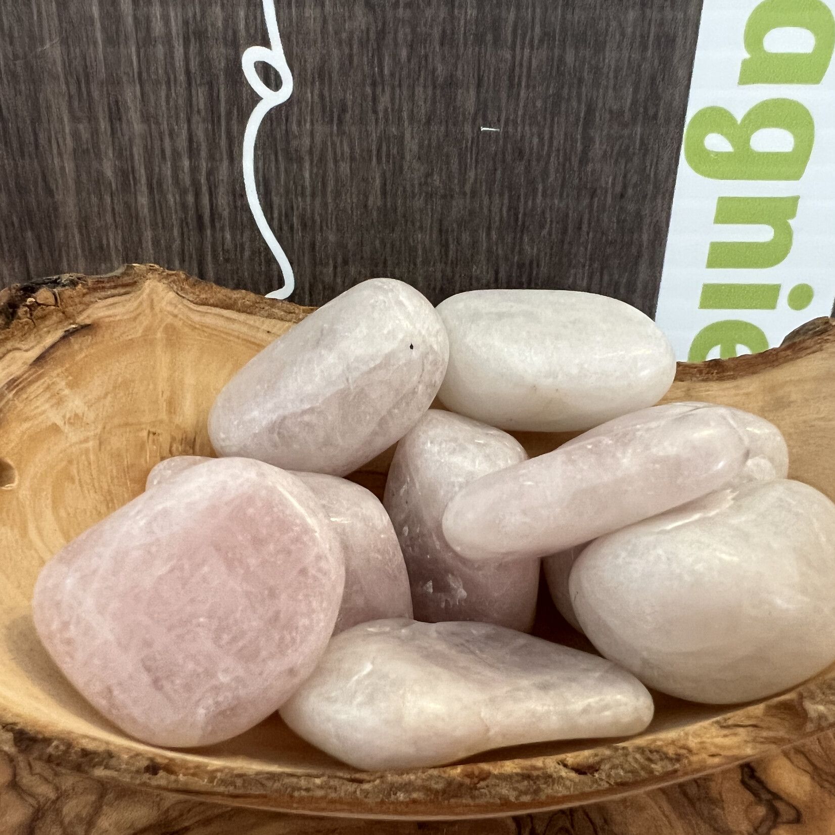 kunzite tumbled stone, used to calm migraines, neck pain due to blood pressure, exhaustion or overwork