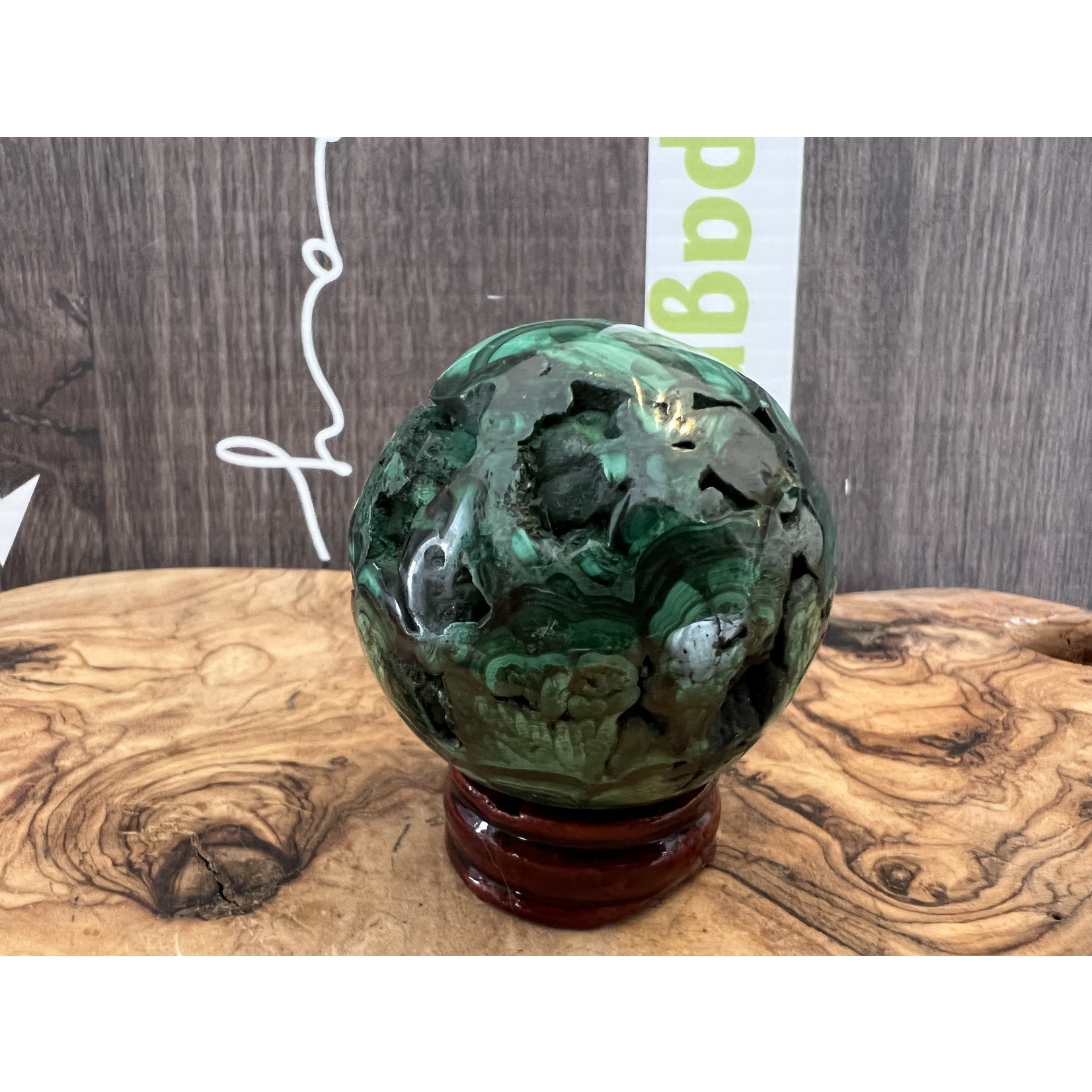 amazing malachite sphere with clusters , stone linked to the heart chakra, harmonizes our emotions improves our relationships