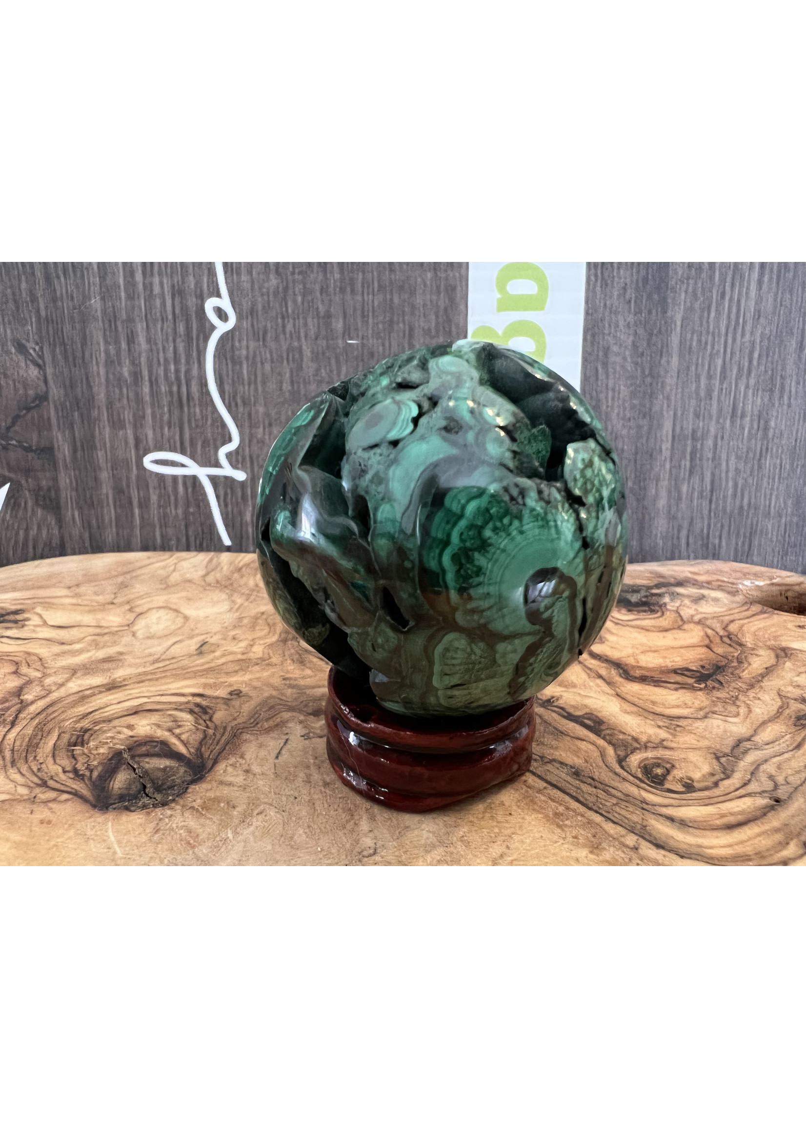 amazing malachite sphere with clusters , stone linked to the heart chakra, harmonizes our emotions improves our relationships