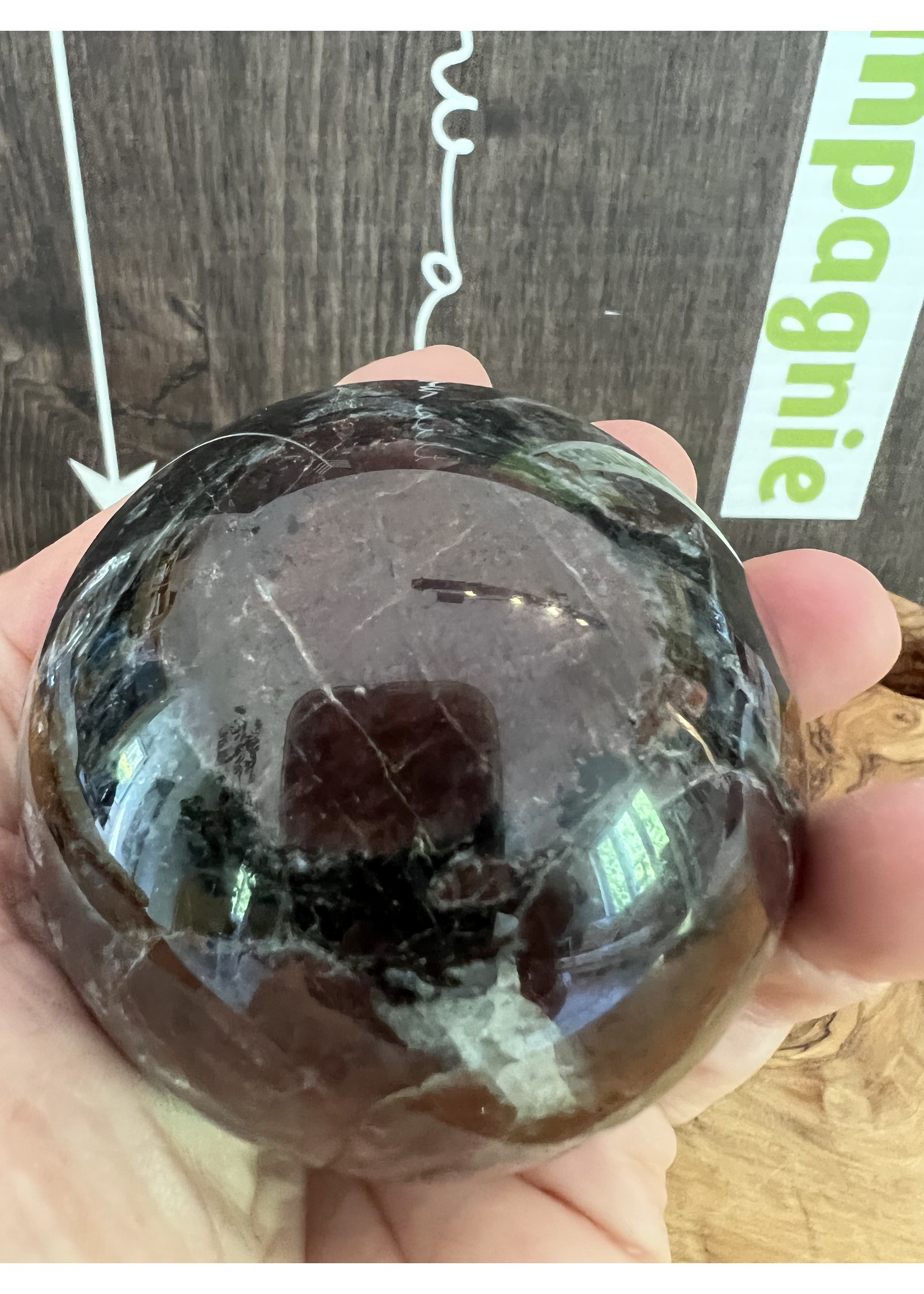 soothing garnet astrophyllite sphere, is a great way to tone the heart, eliminating toxins purifies the blood and regulates its circulation