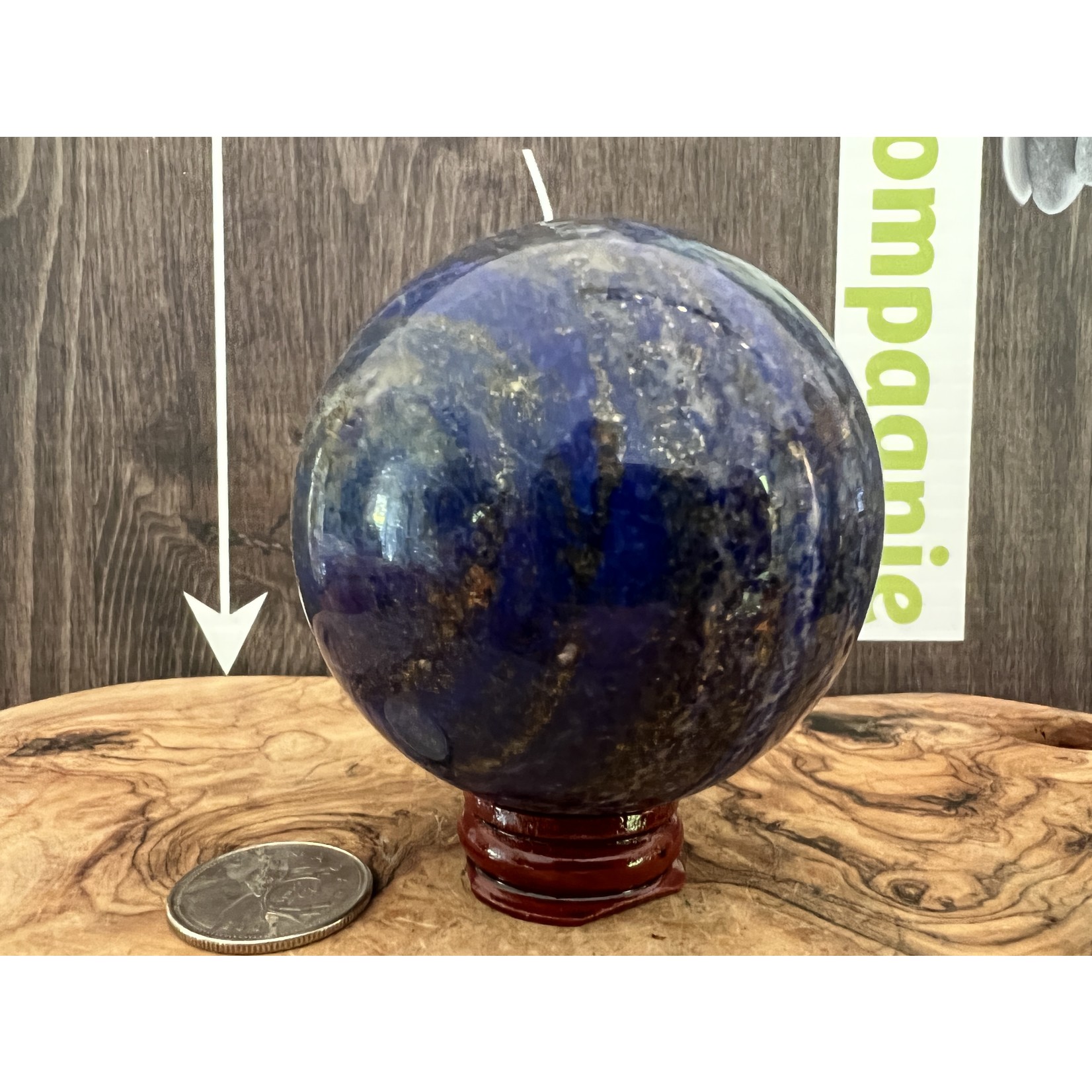 lapis lazuli large sphere deep blue , relieves anxieties and eliminates nervousness, known to soothe migraines