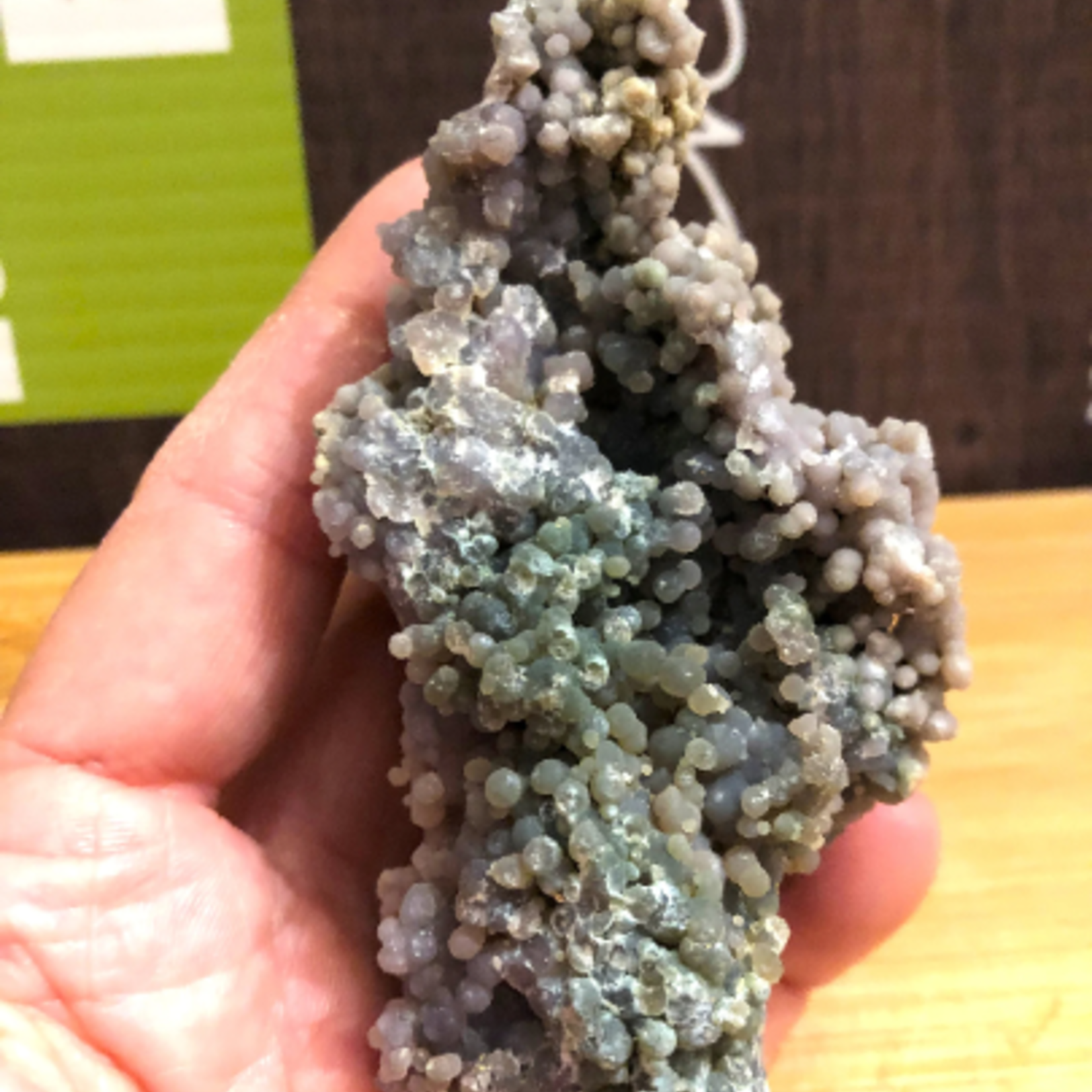 large grape agate cluster, also known as purple botryoid chalcedony, purple Manakarra chalcedony, leads us towards serenity