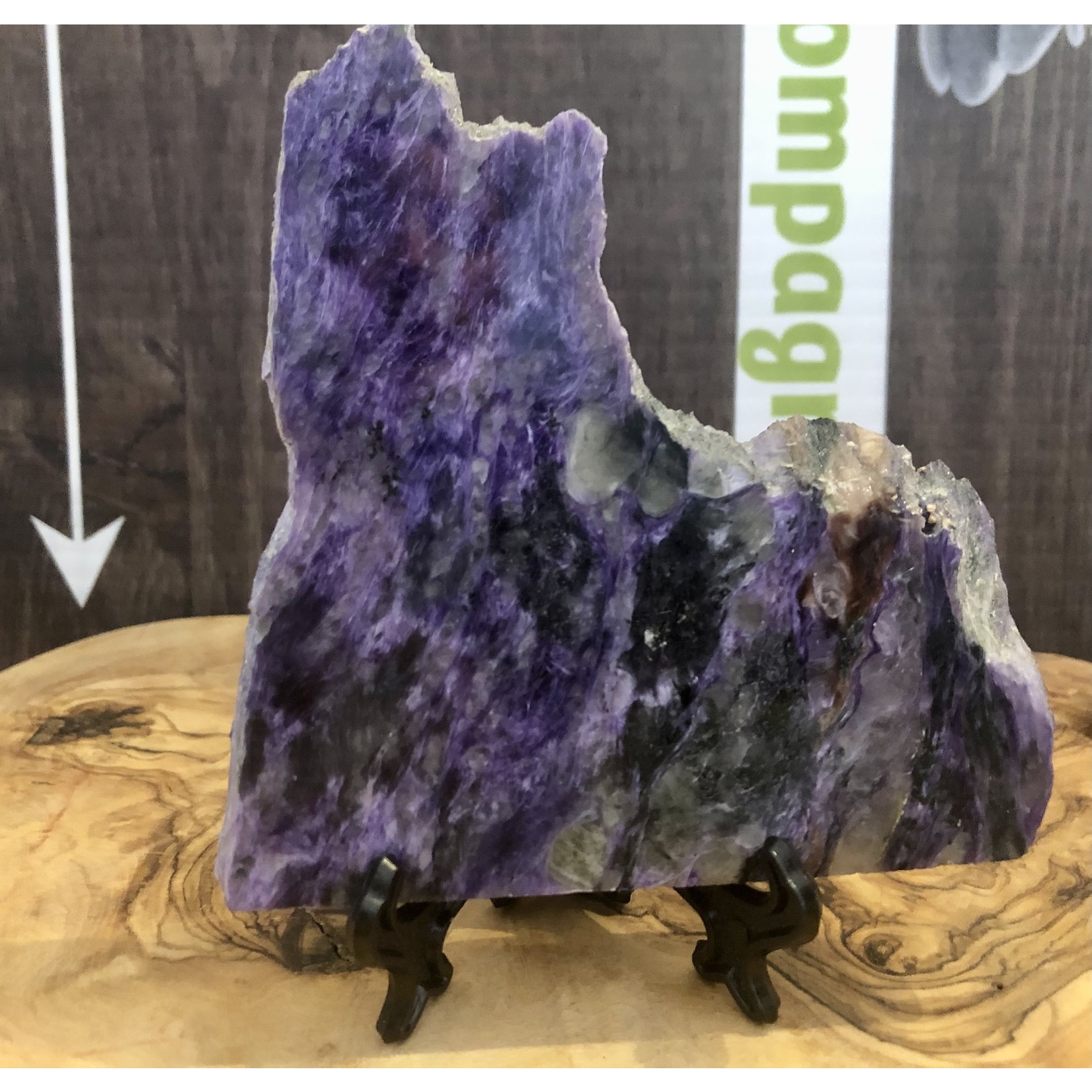 pretty charoite slab, polished piece, russia stone, trengthens the heart, reduces fever and cramps