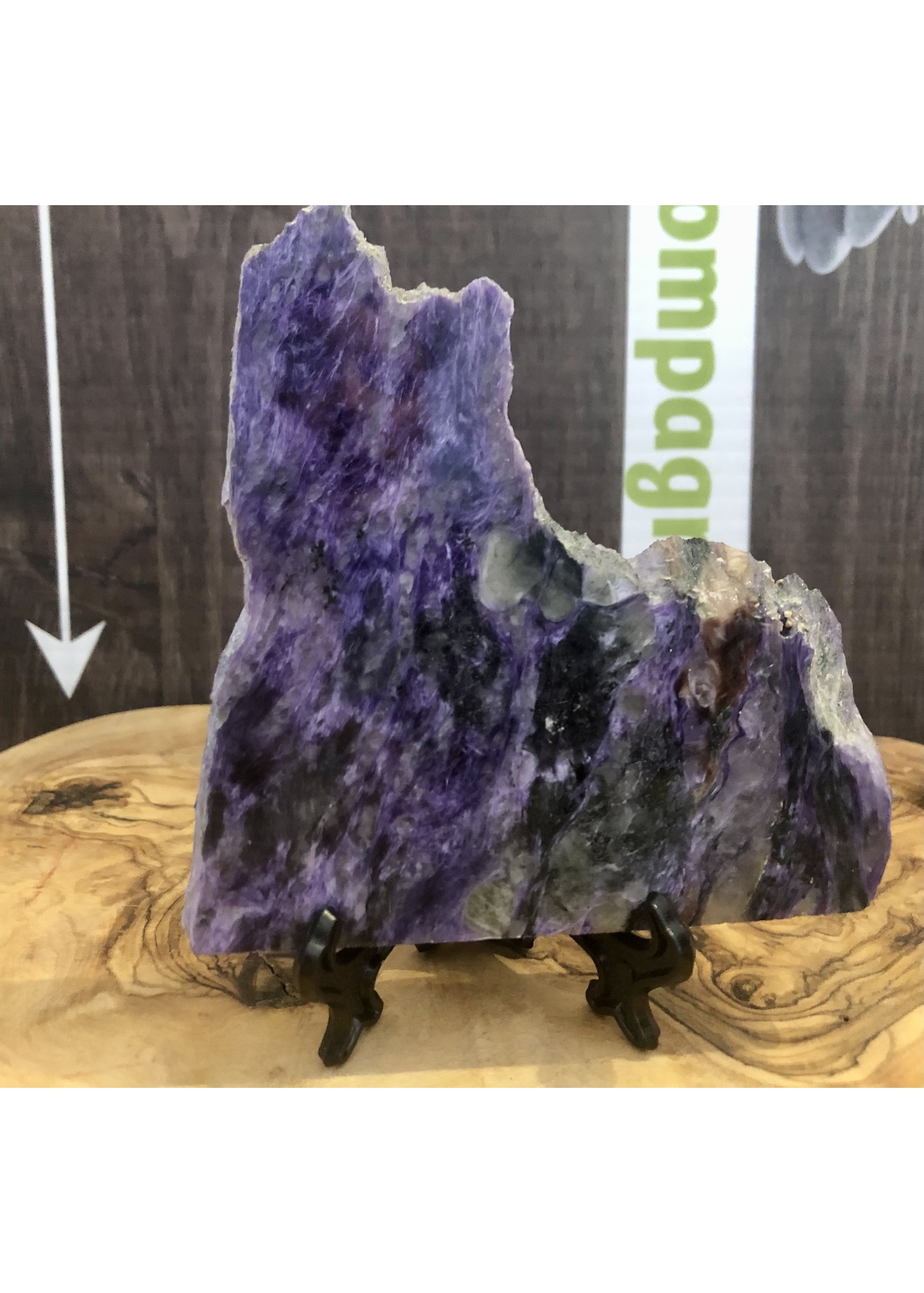 pretty charoite slab, polished piece, russia stone, trengthens the heart, reduces fever and cramps