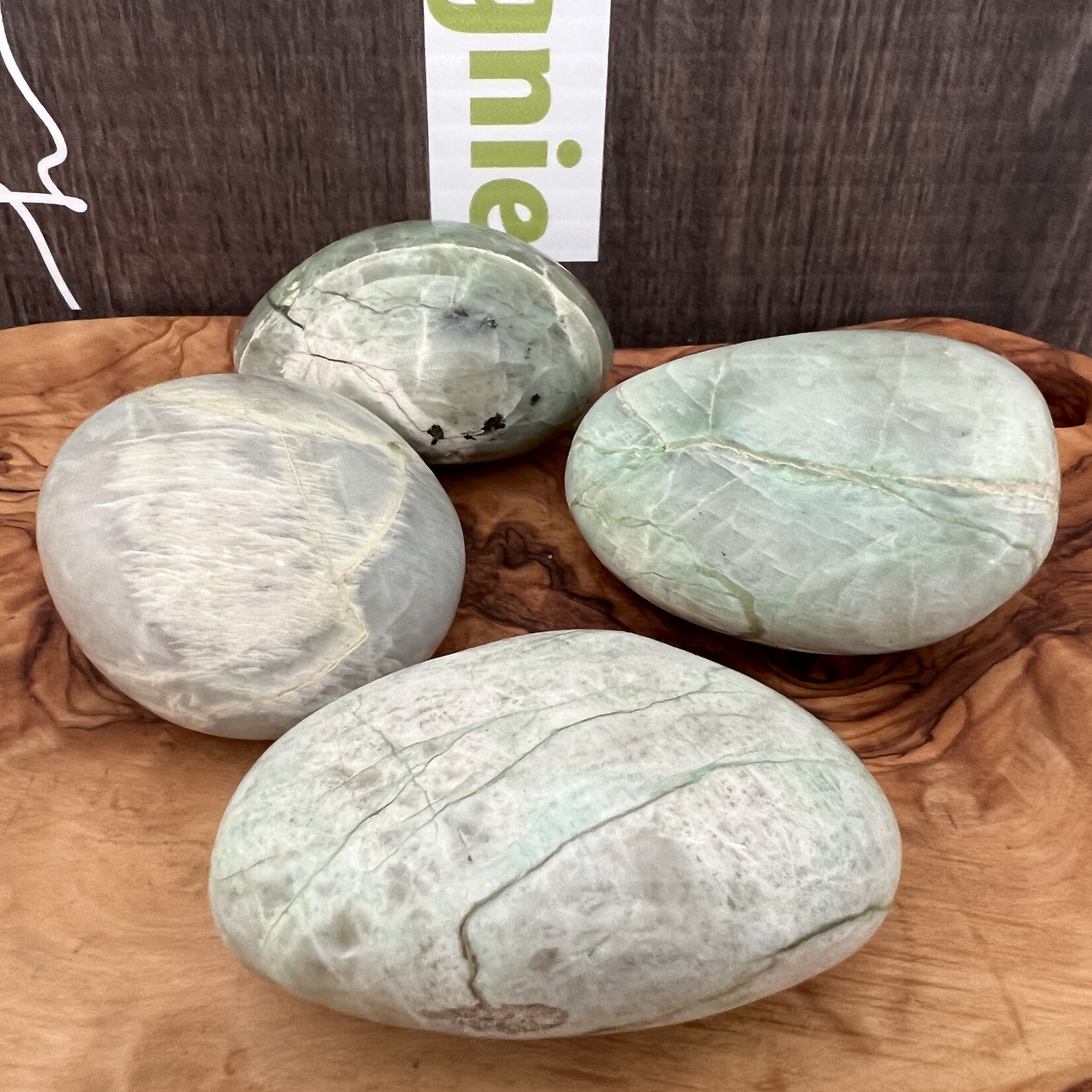 Polished Garnierite Palm Stone - Medium Green Moonstone, Spiritual Connection & Emotional Balance