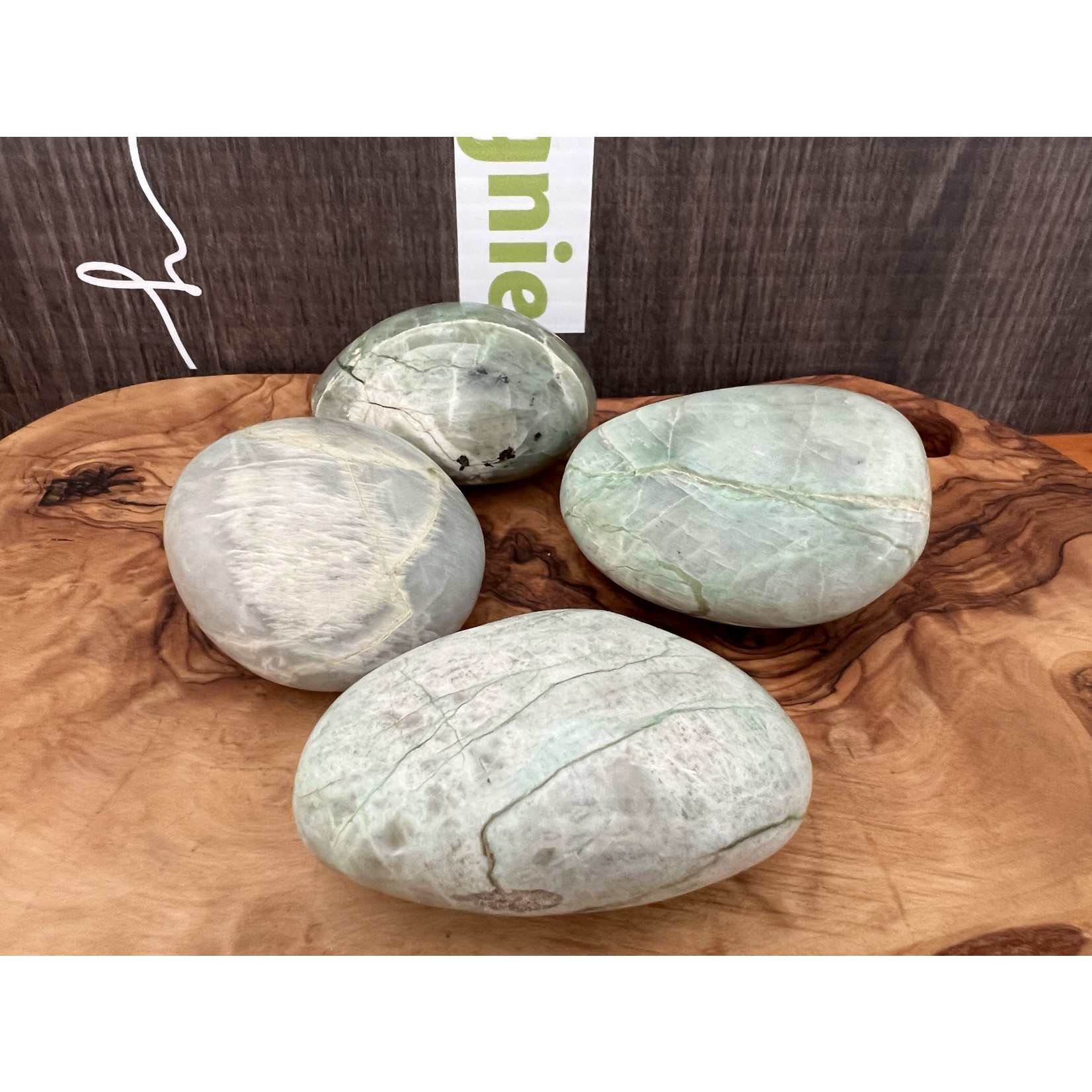 garnierite palm stone, green moonstone worry stone, polished garnierite stone, increases our vibratory frequency