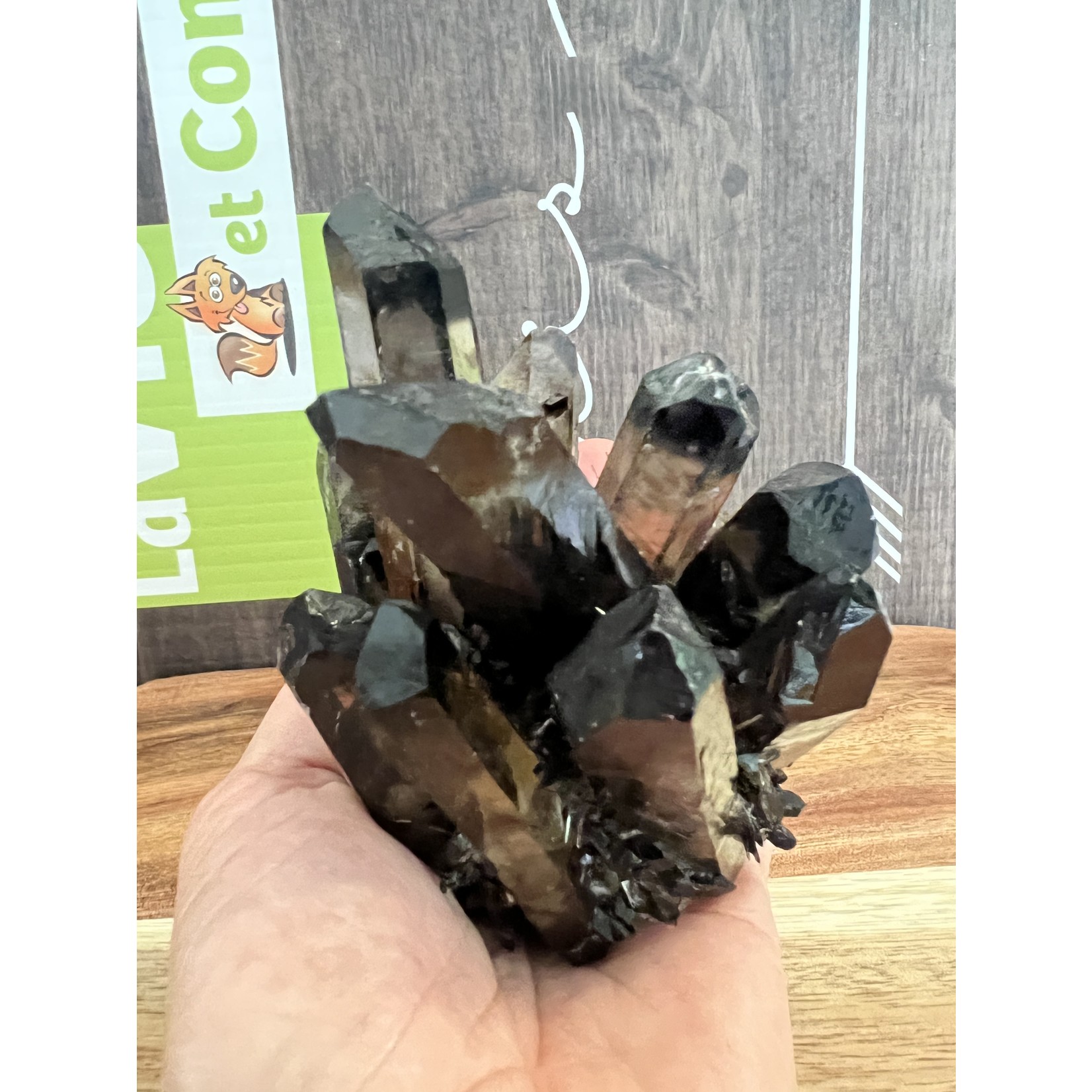large smoky quartz cluster, black quartz, effective against stress and helping to overcome difficult times