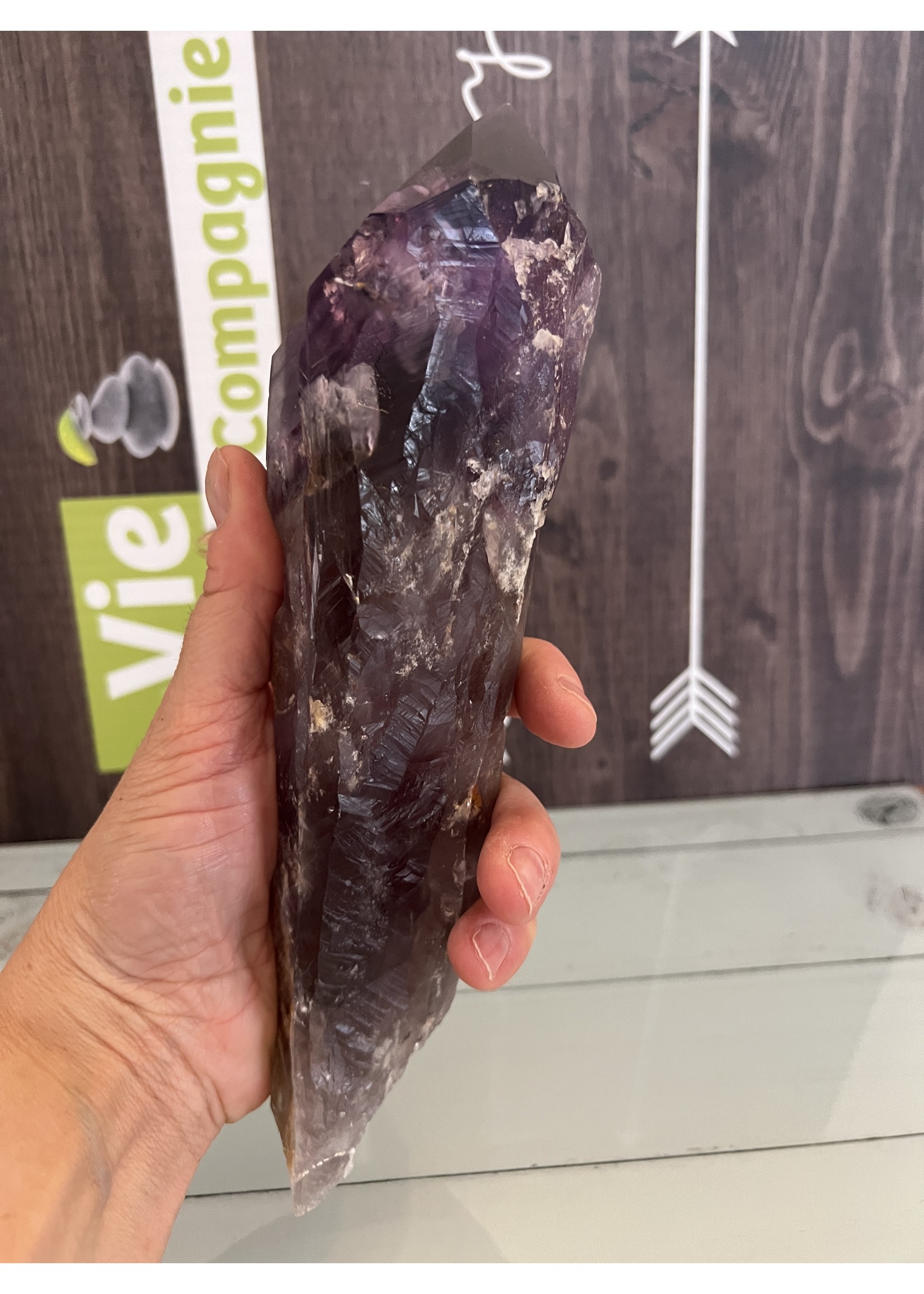 divine huge amethyst wand, extra large amethyst point, promotes spiritual elevation, concentration and meditation
