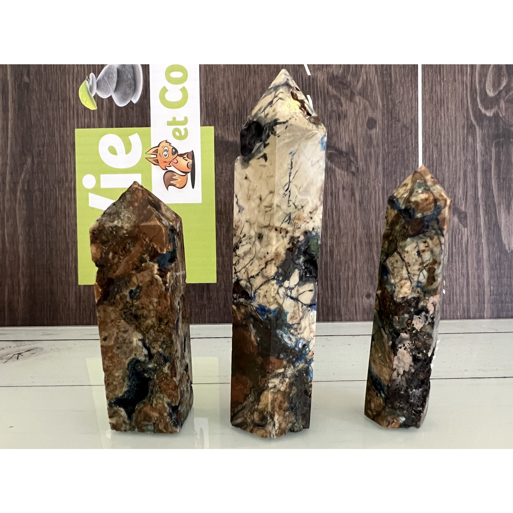 Tour naturelle de malachite d’azurite - Pierre de voyage astral, booster de créativité et de concentration, gemme de terre triée sur le volet