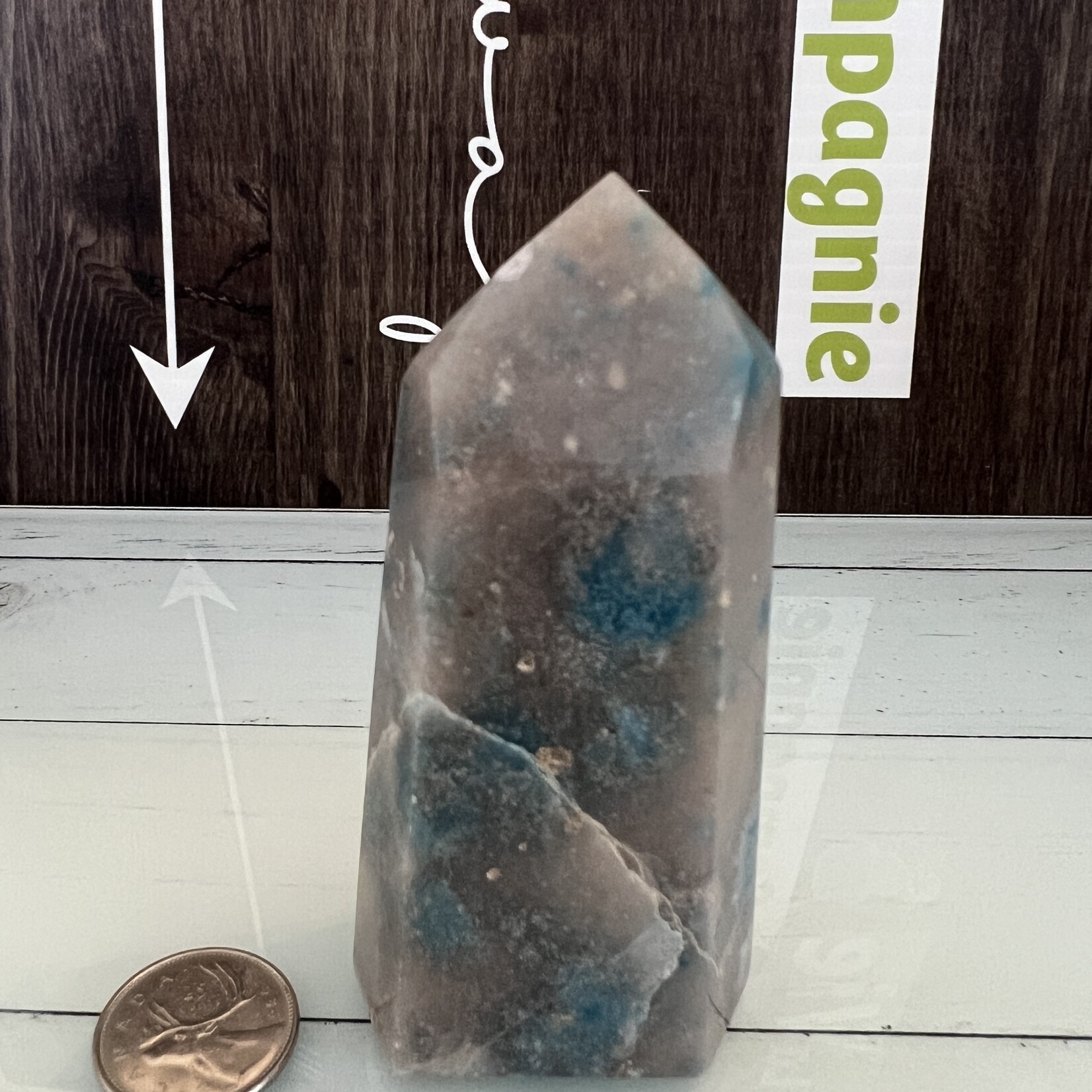 large blue tower trolleite, fosters a divine connection between us and our higher selves, helps the soul forge a connection to the universe