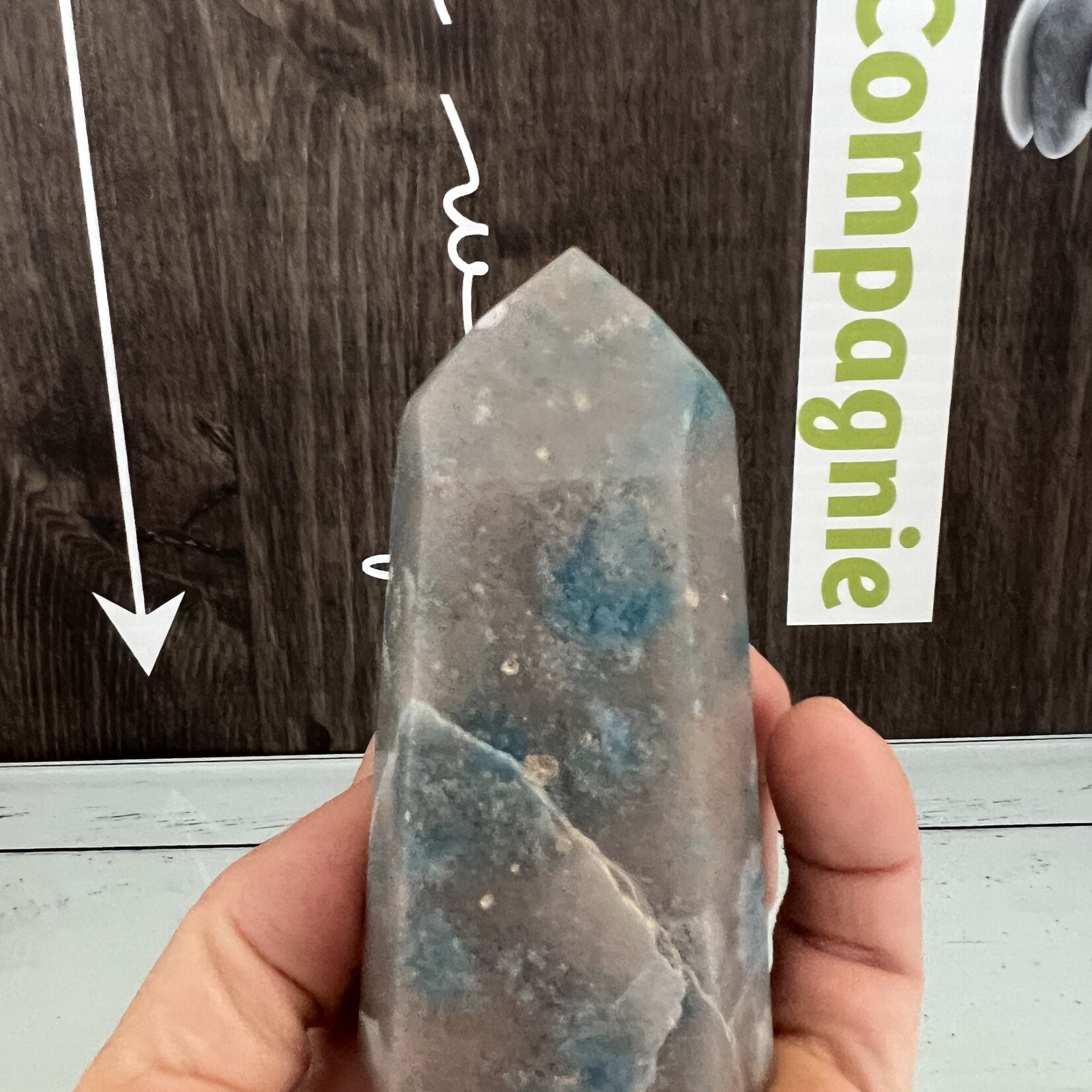 large blue tower trolleite, fosters a divine connection between us and our higher selves, helps the soul forge a connection to the universe
