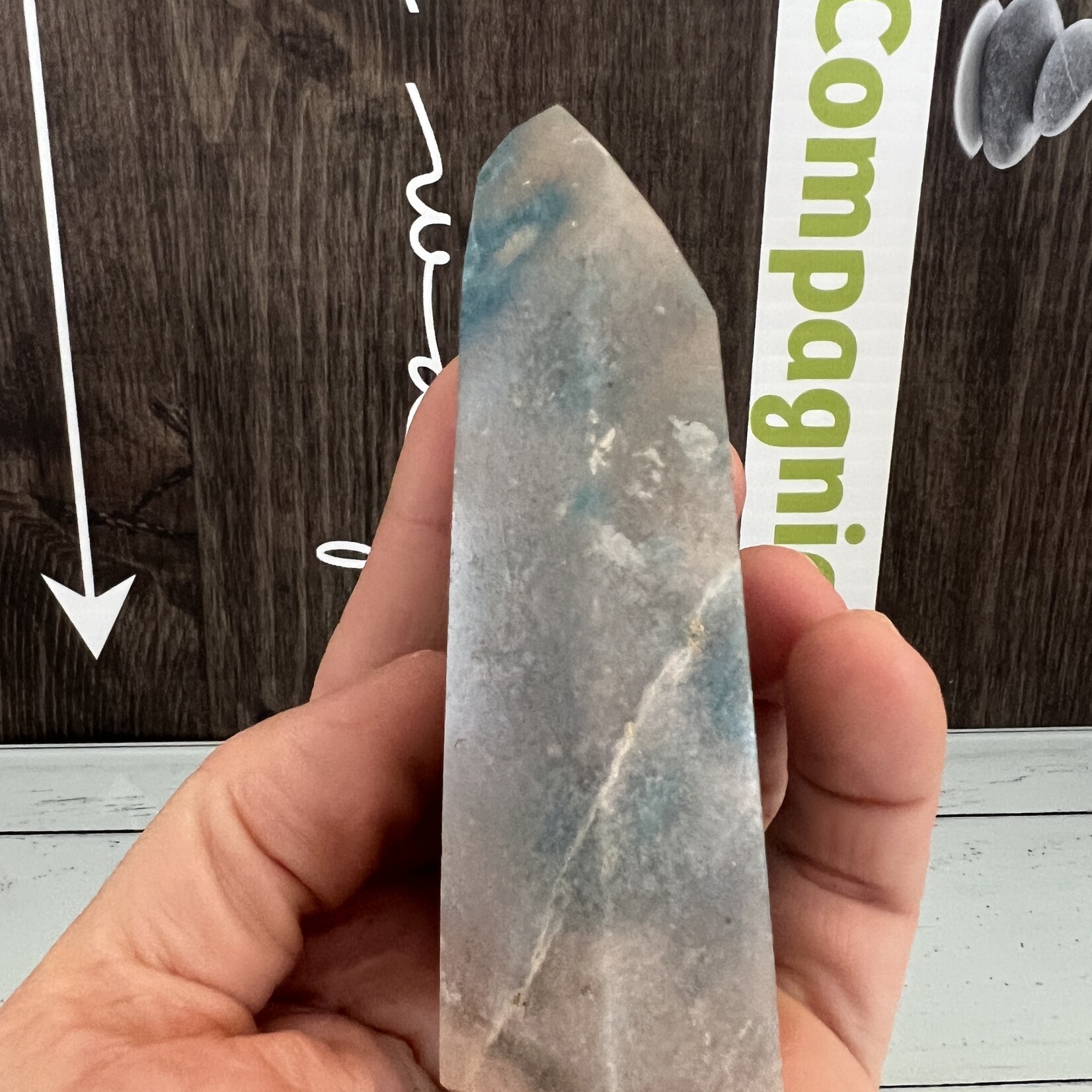large blue tower trolleite, fosters a divine connection between us and our higher selves, helps the soul forge a connection to the universe