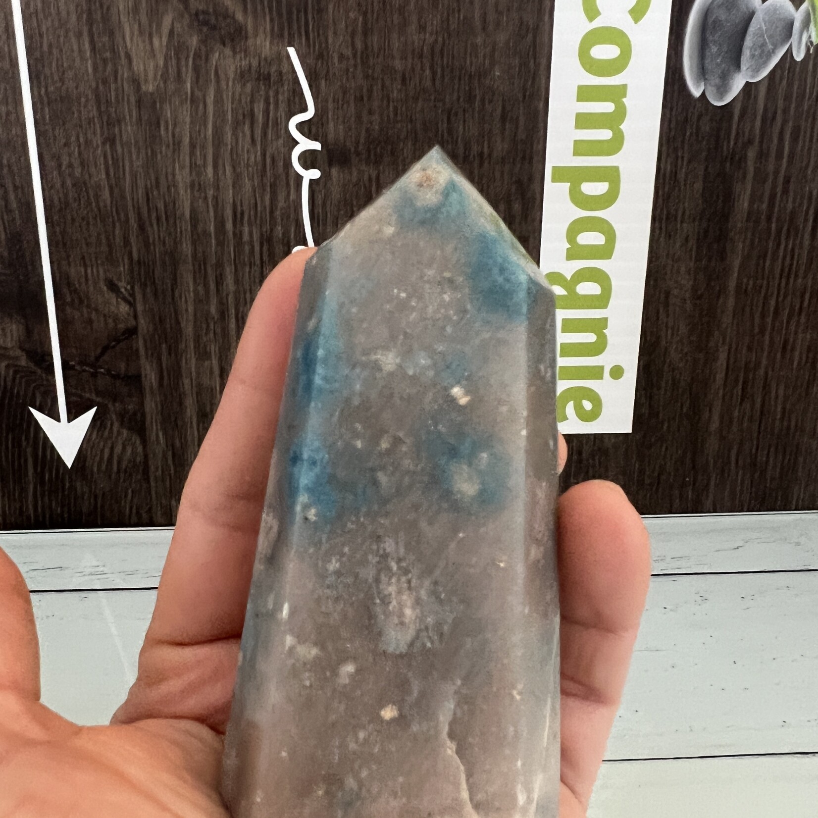 large blue tower trolleite, fosters a divine connection between us and our higher selves, helps the soul forge a connection to the universe