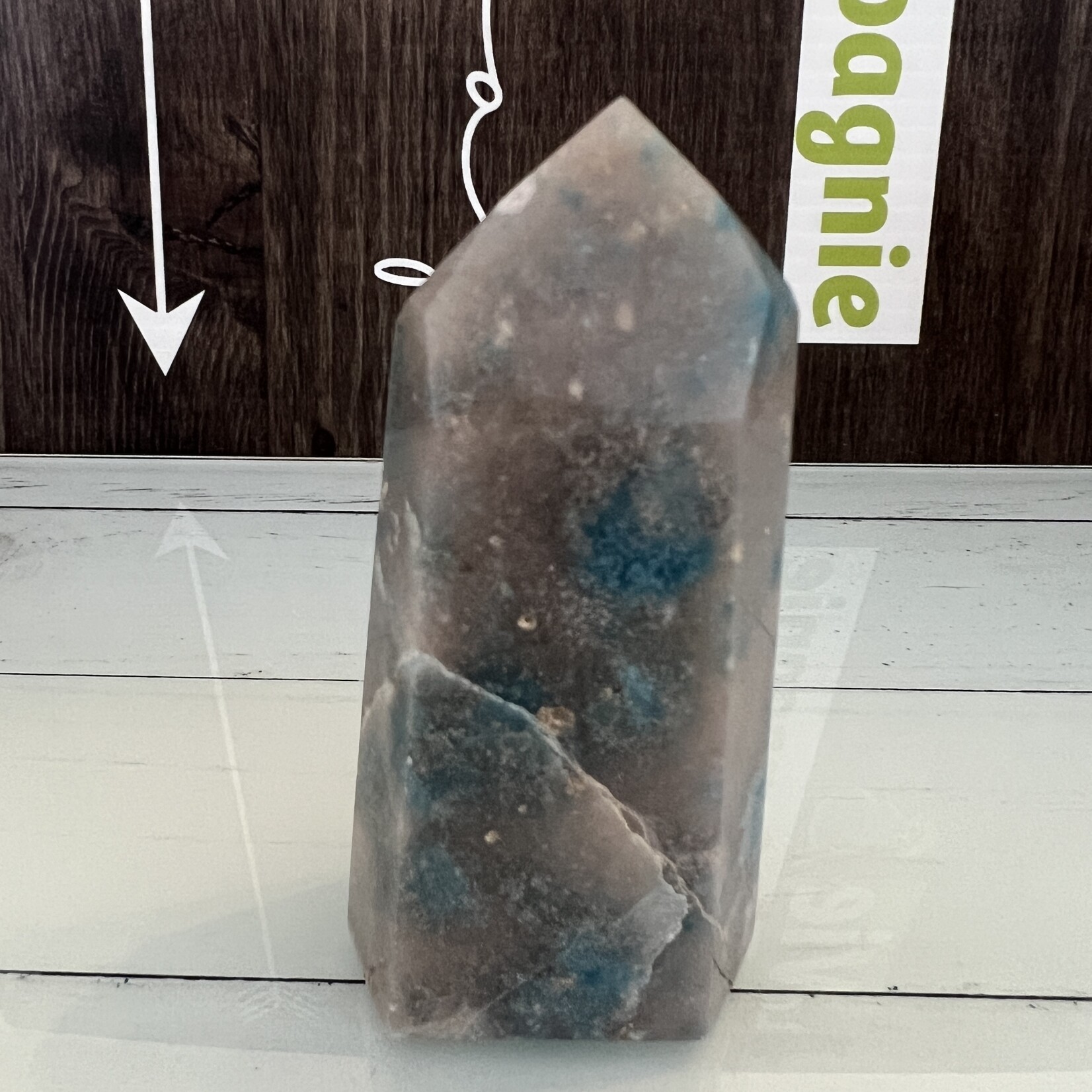 large blue tower trolleite, fosters a divine connection between us and our higher selves, helps the soul forge a connection to the universe