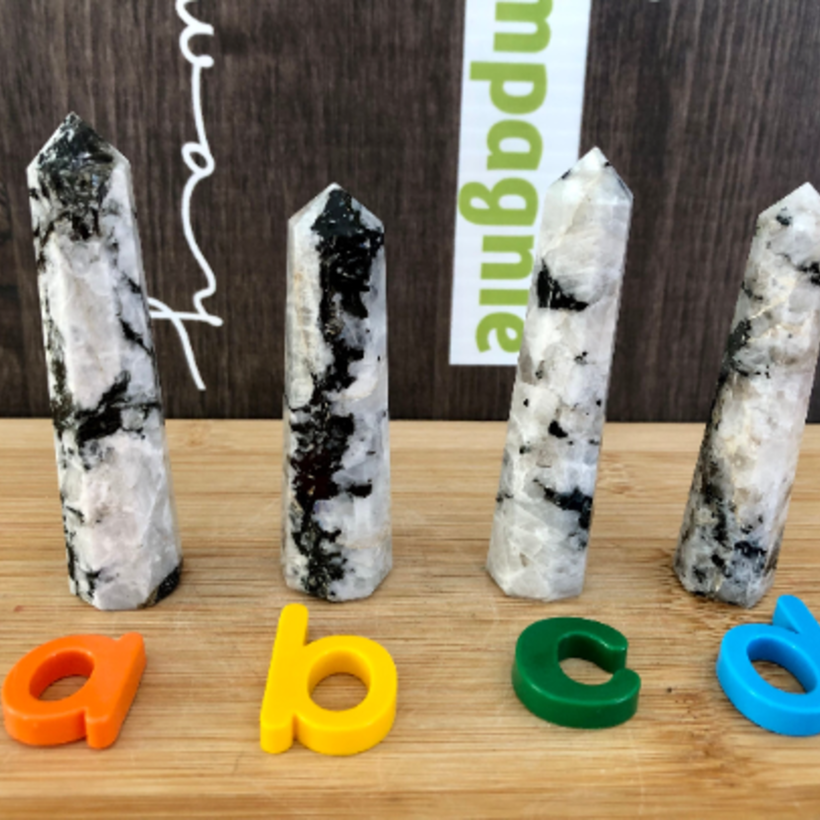 rainbow moonstone obelisk, frequently used to improve intuition, it is said to be able to make wishes come true