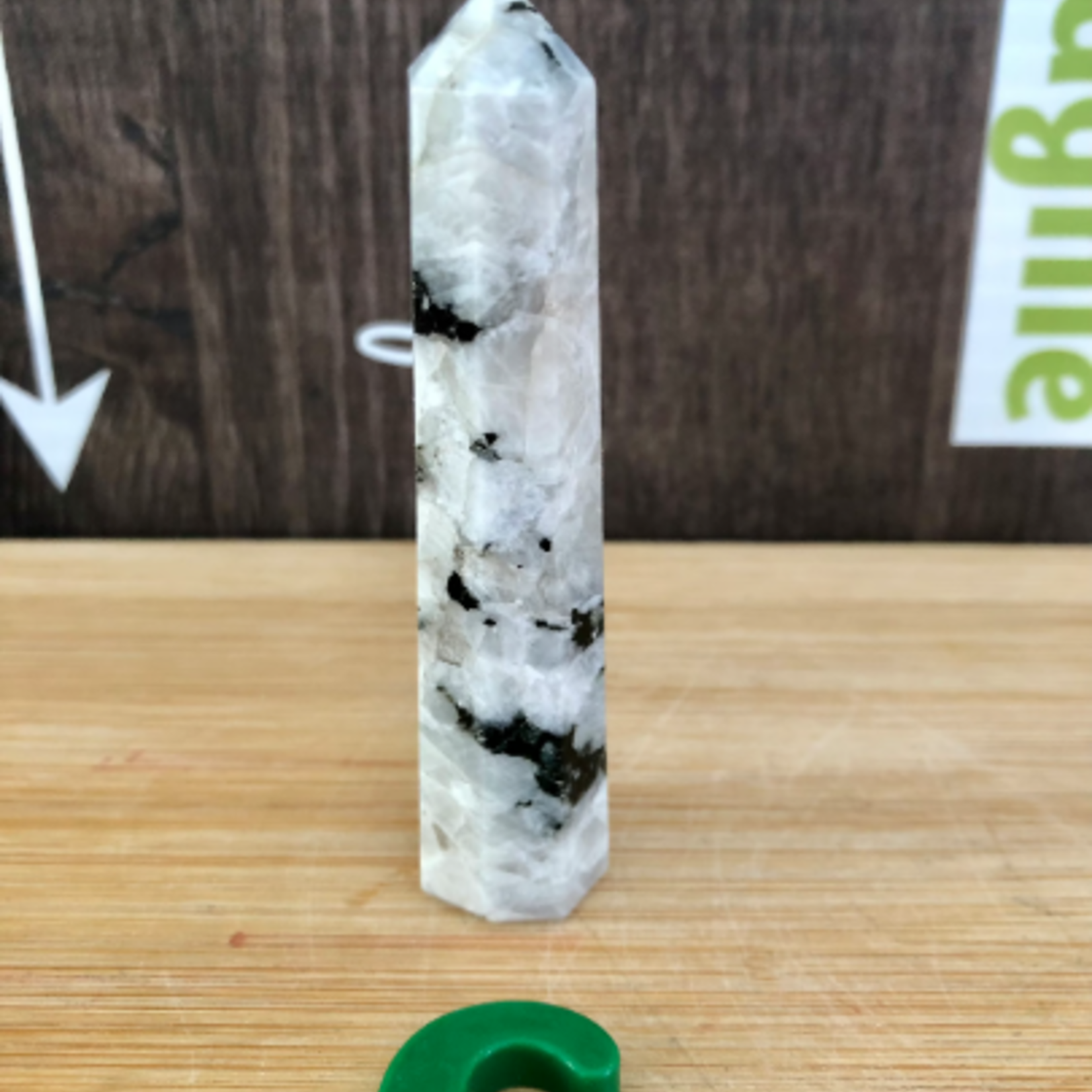 rainbow moonstone obelisk, frequently used to improve intuition, it is said to be able to make wishes come true
