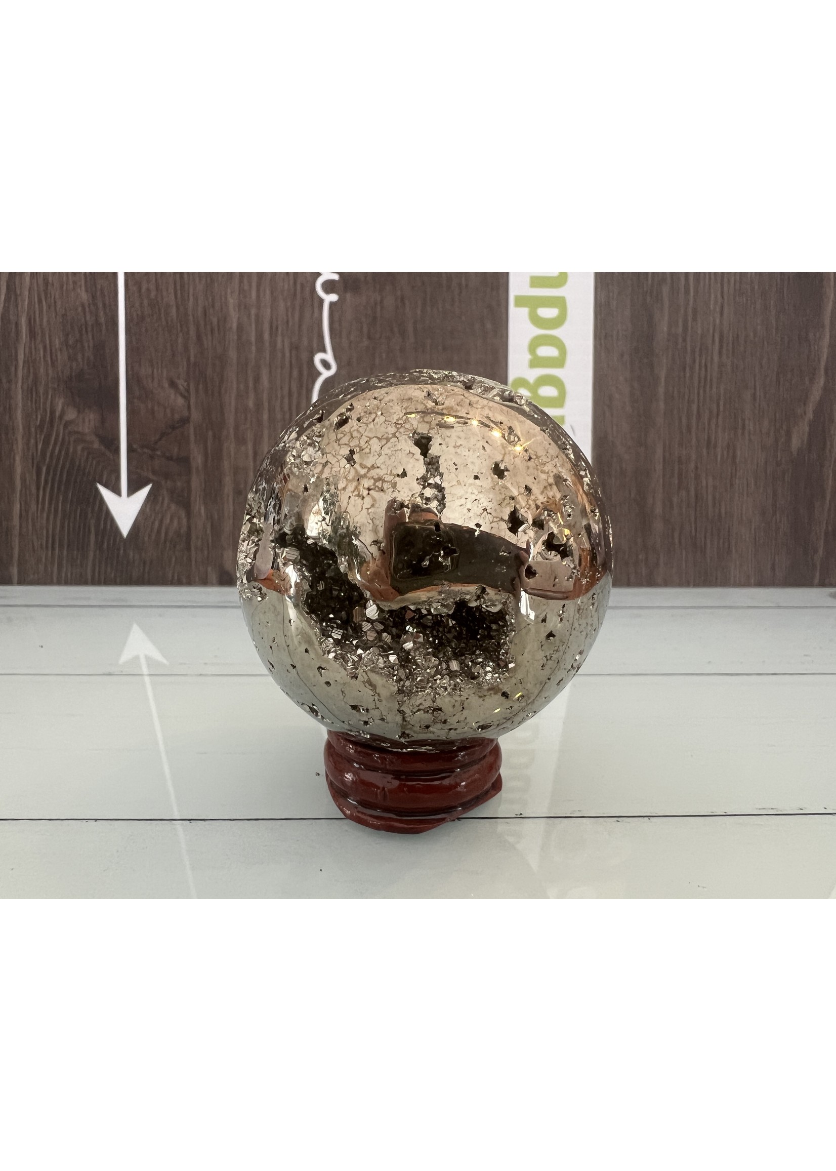 sparkling pyrite ball,  brings strength, vitality, dynamism, creativity, magnetic shield