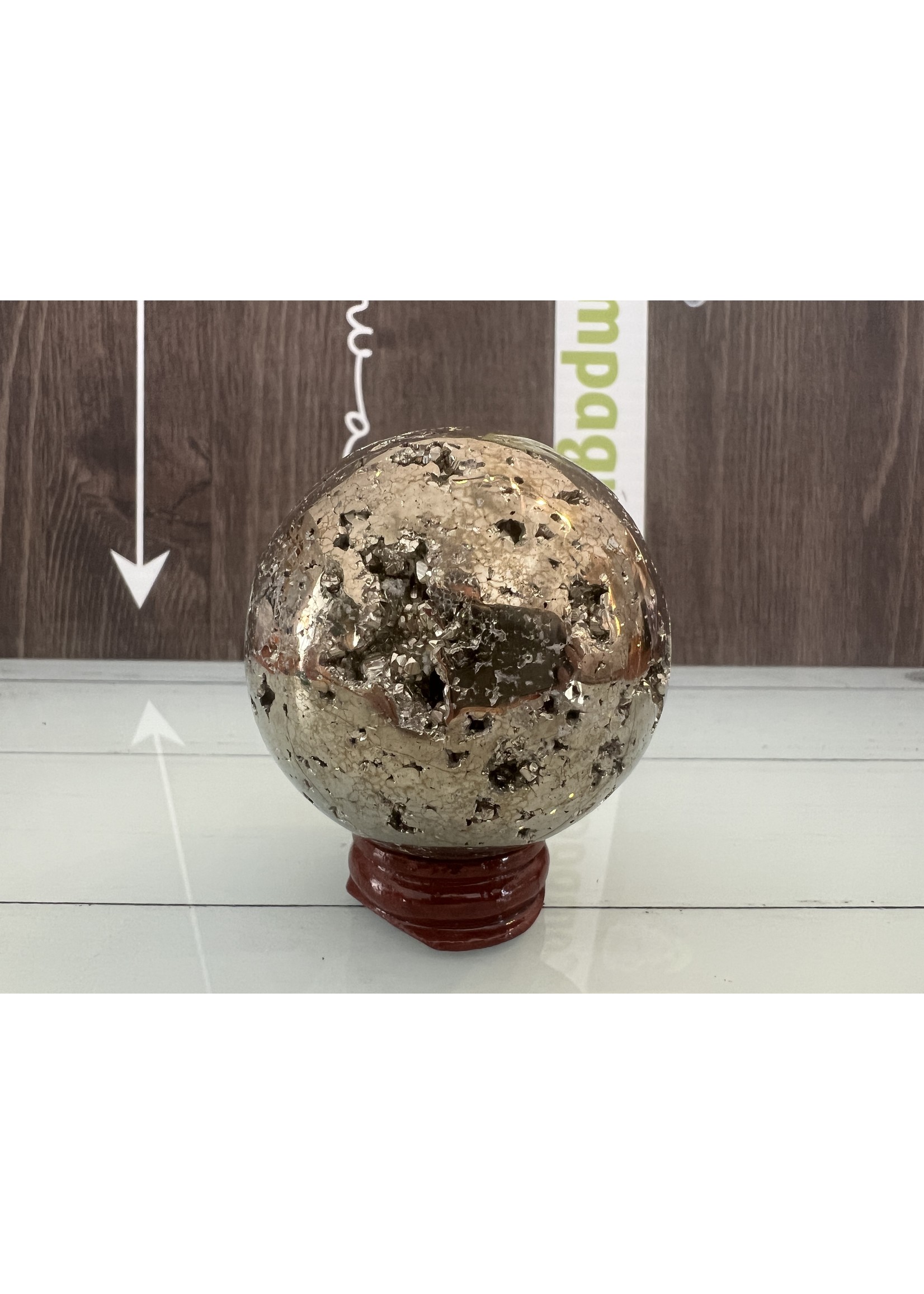sparkling pyrite ball,  brings strength, vitality, dynamism, creativity, magnetic shield
