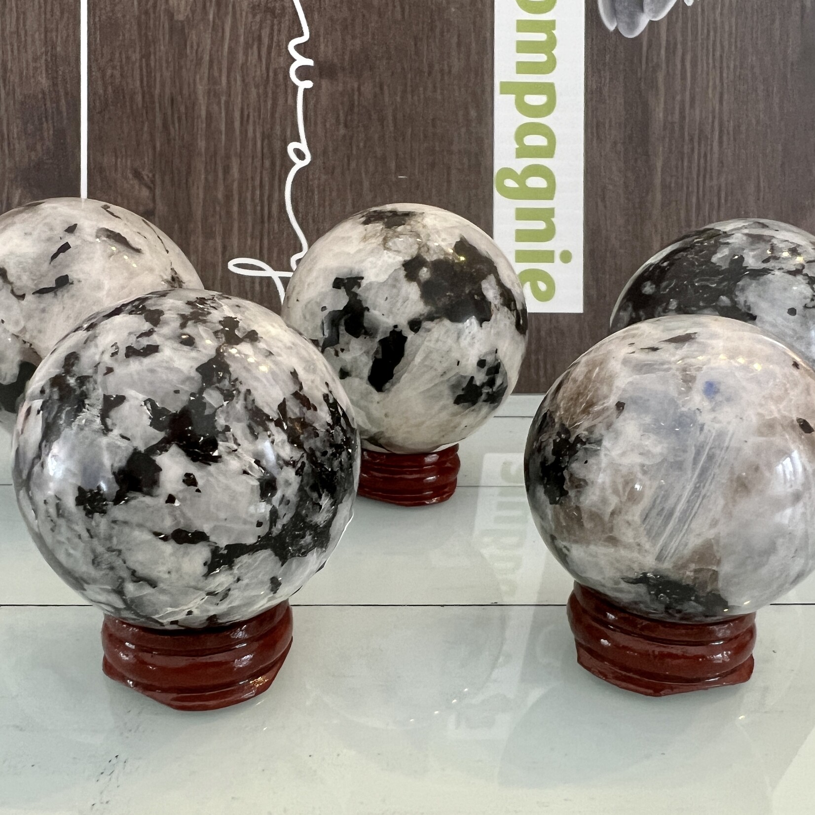 sparkling rainbow moonstone sphere, moonstone crystal, natural rainbow moonstone, has a gentle, calming energy