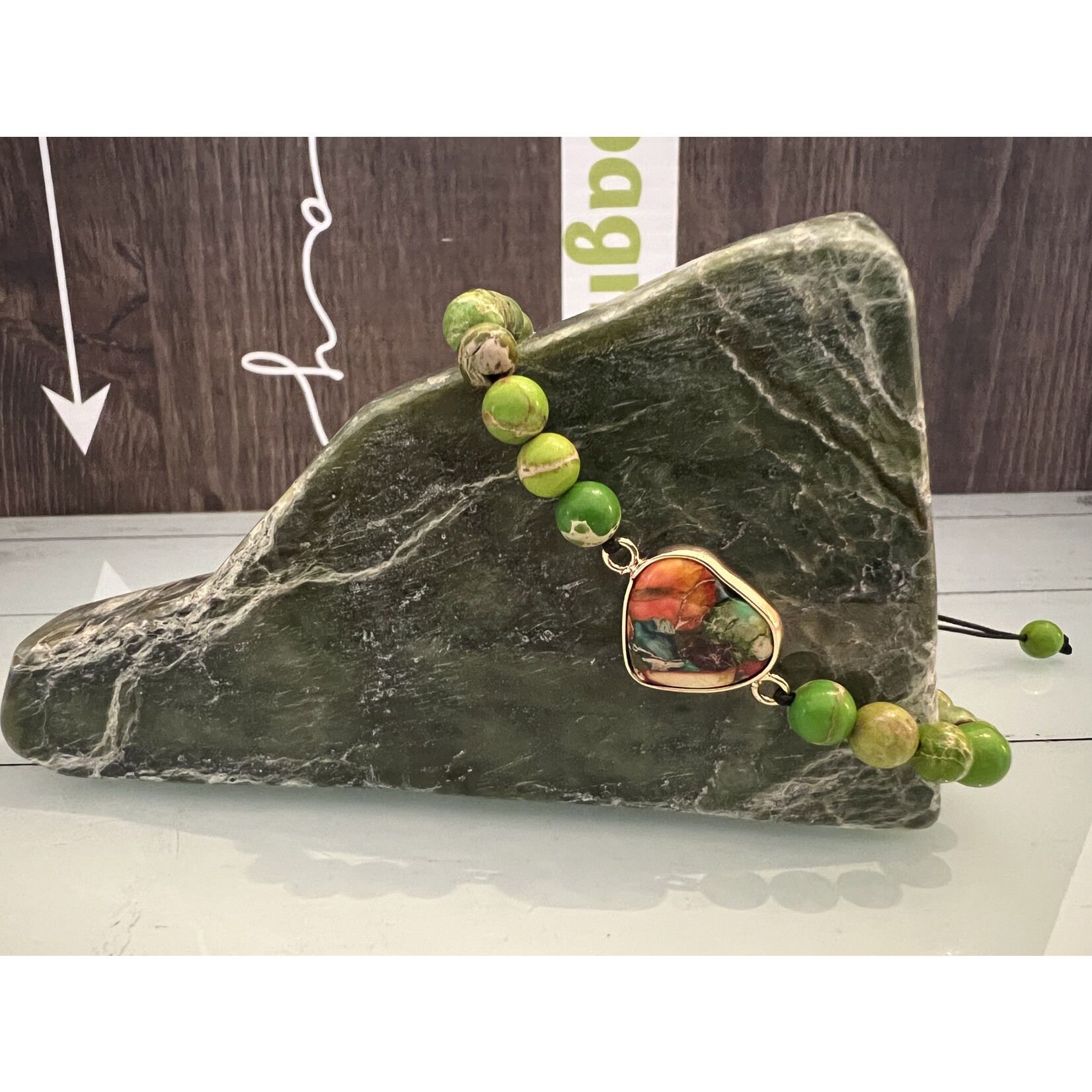 Bracelet fait main en pierre naturelle coeur ajustable - Bracelet unisexe aux couleurs vibrantes
