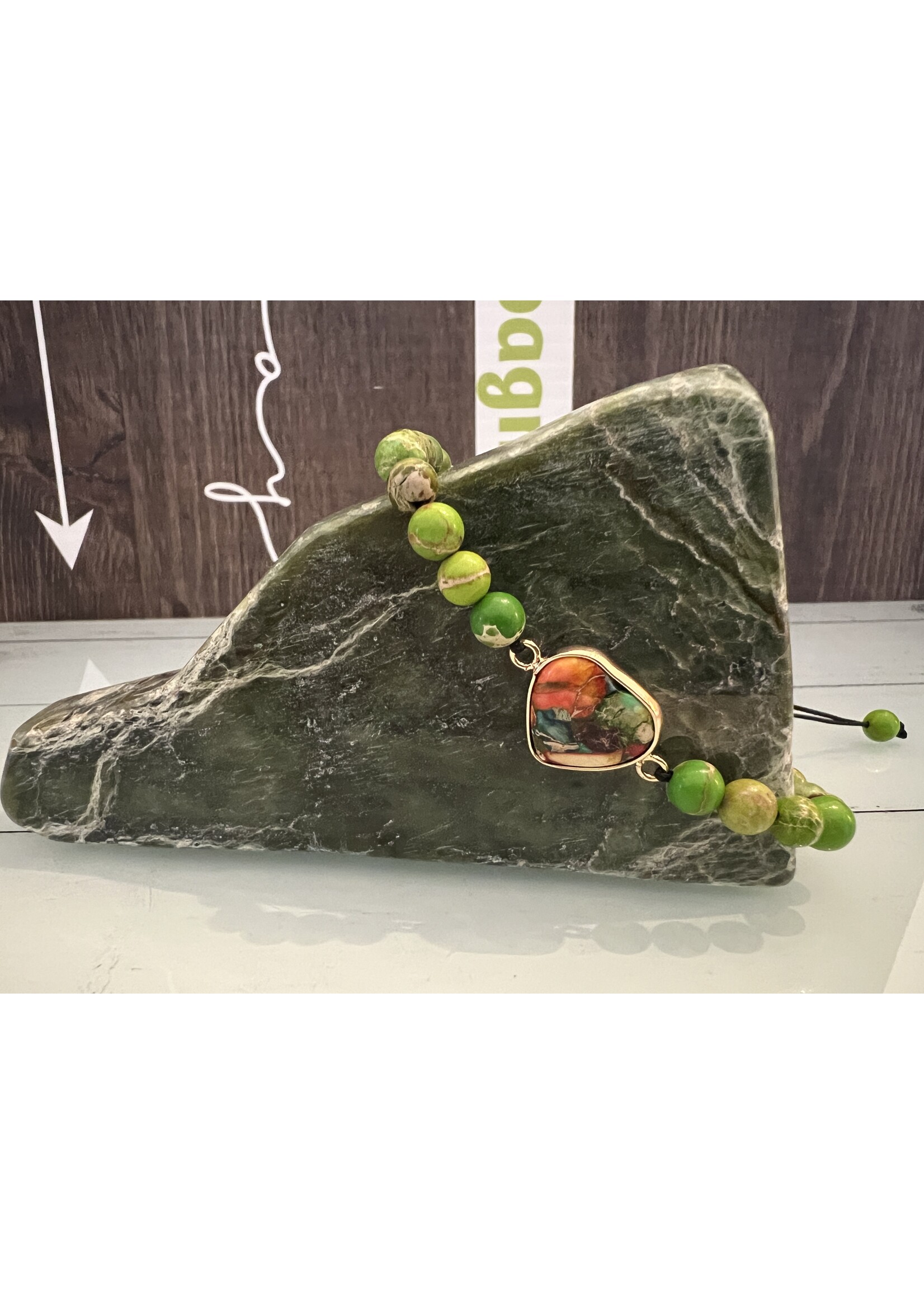Adjustable Heart Natural Stone Handmade Bracelet - Unisex Wristband with Vibrant Colors