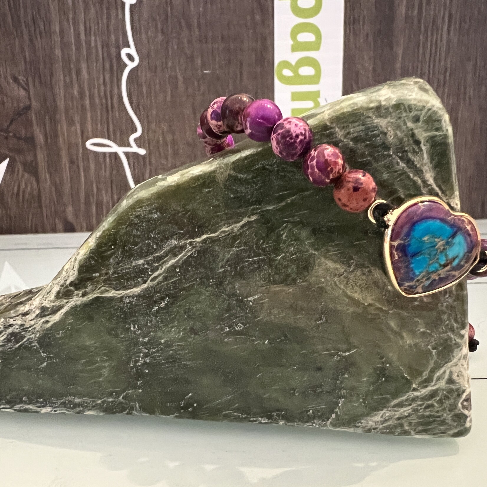 Adjustable Heart Natural Stone Handmade Bracelet - Unisex Wristband with Vibrant Colors