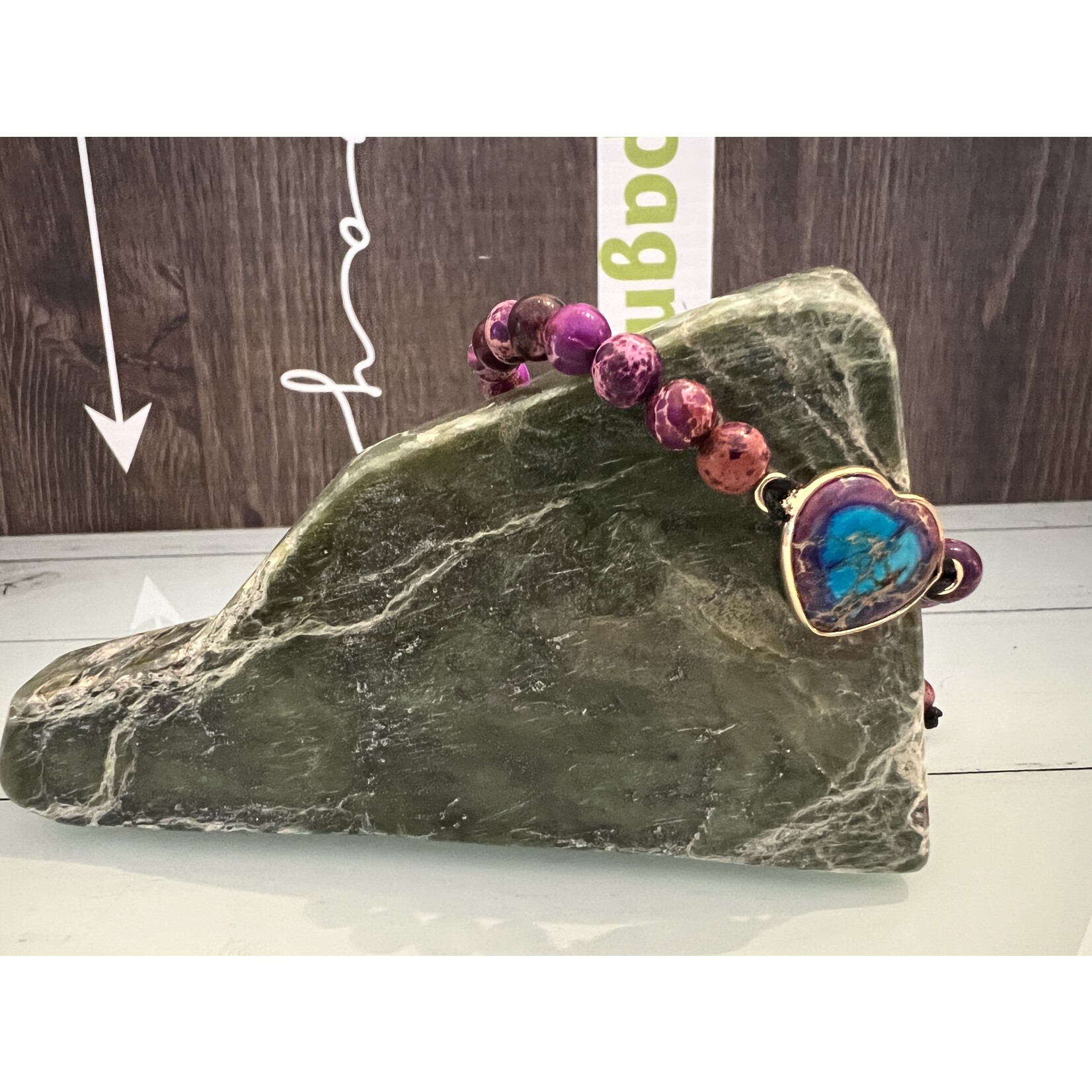 Adjustable Heart Natural Stone Handmade Bracelet - Unisex Wristband with Vibrant Colors