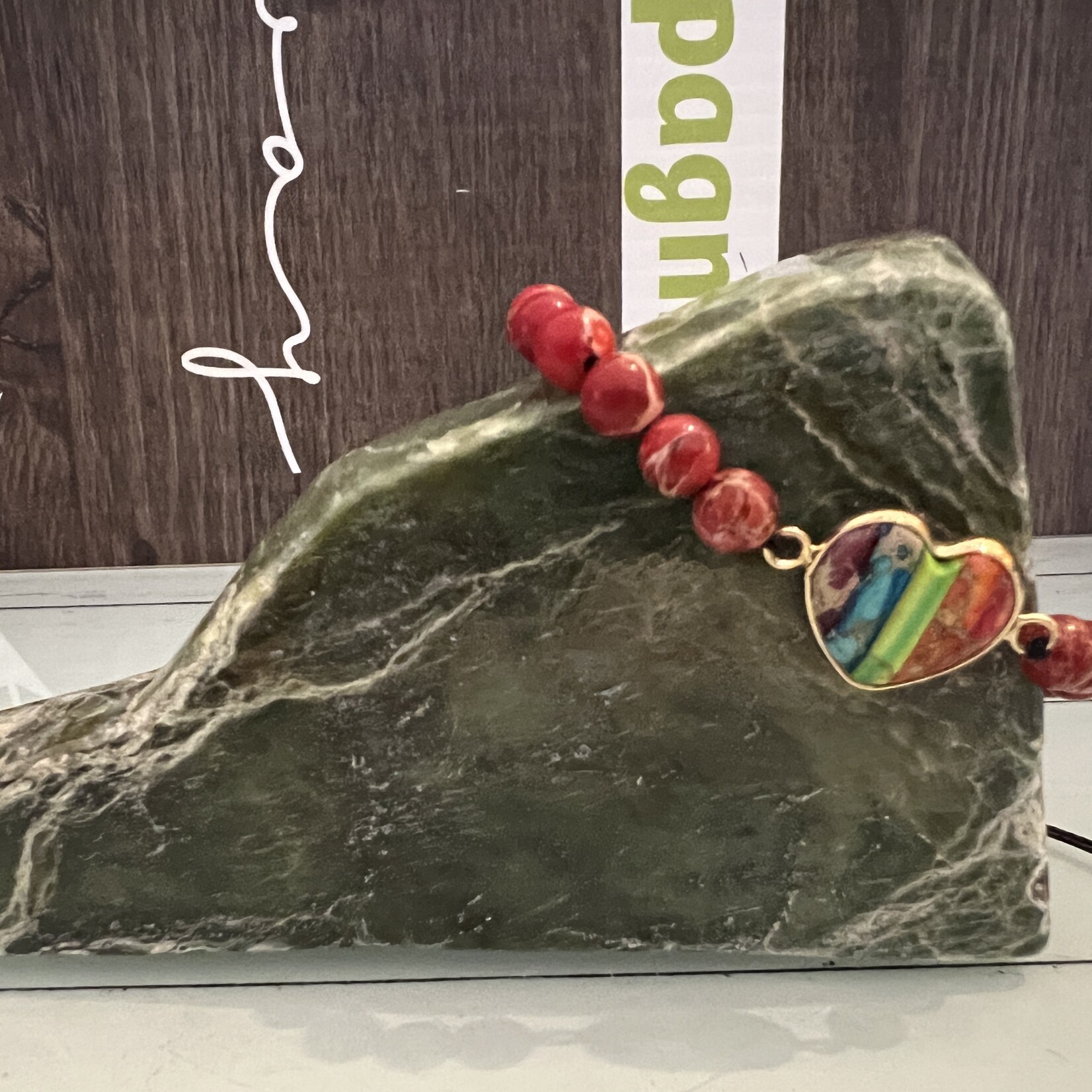 Adjustable Heart Natural Stone Handmade Bracelet - Unisex Wristband with Vibrant Colors