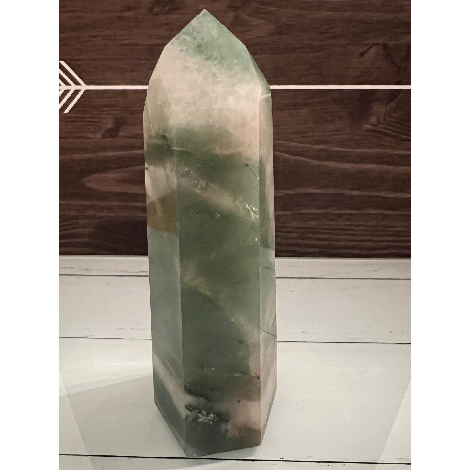 Exceptional Large Green Aventurine Point with Quartz: Amplify Masculine Energies While Harmonizing Mind and Heart