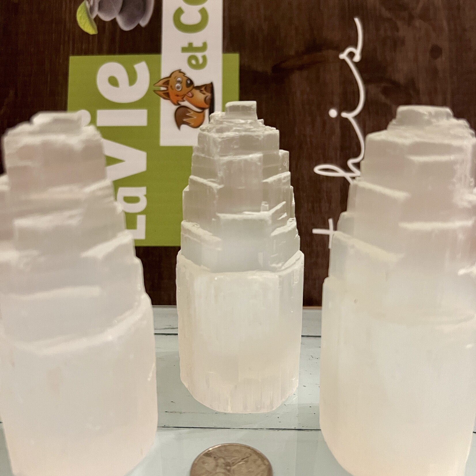 Tour de Sélénite Iceberg Sérénité – Cristal Unique de 4 pouces pour l’Équilibre Émotionnel et l’Harmonie Énergétique