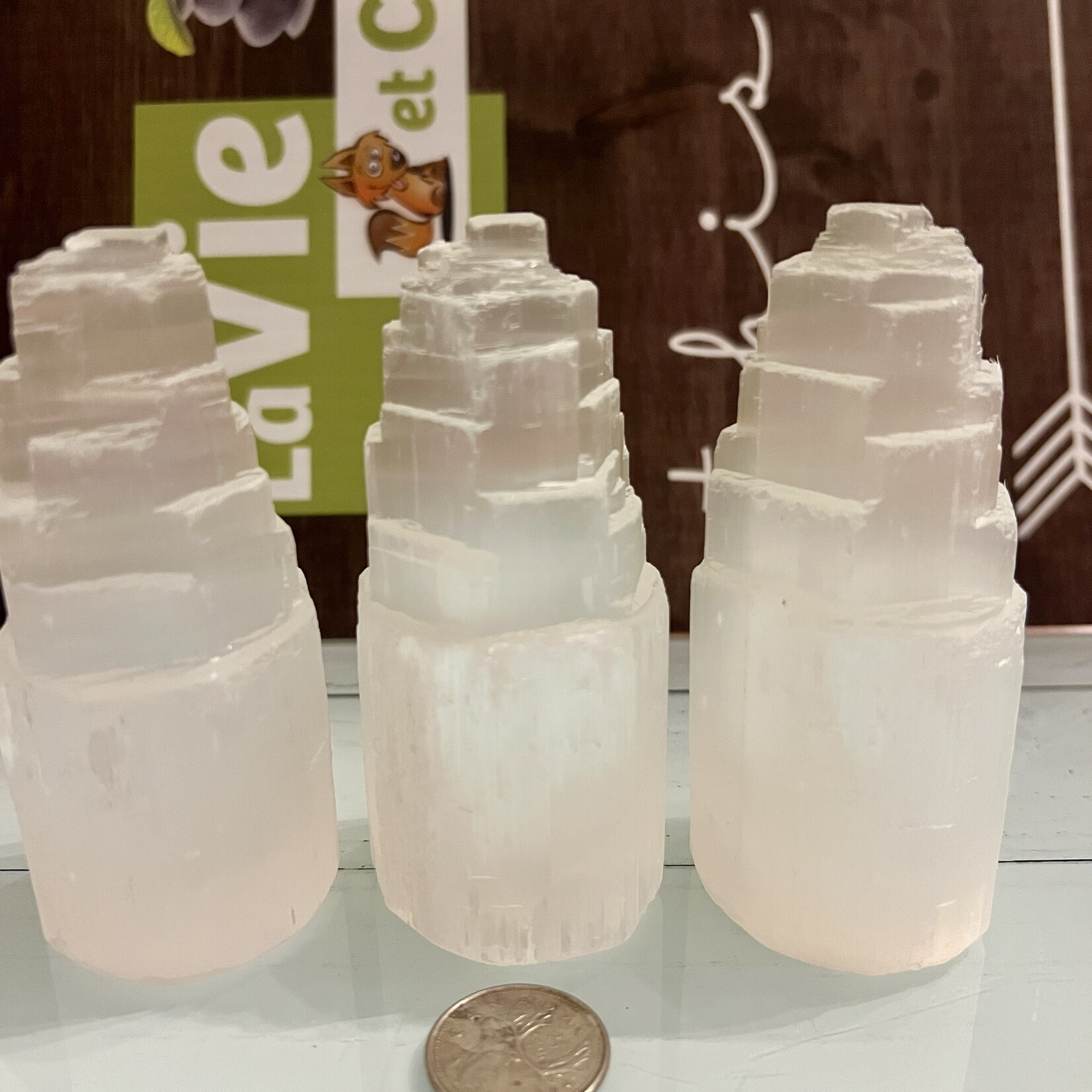 Tour de Sélénite Iceberg Sérénité – Cristal Unique de 4 pouces pour l’Équilibre Émotionnel et l’Harmonie Énergétique