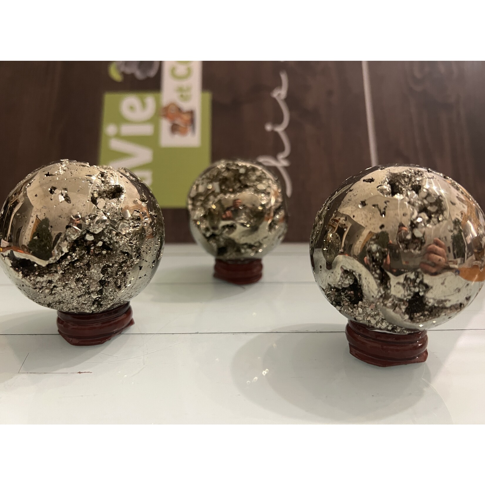 Large Sparkling Pyrite Sphere - Strength, Vitality, Creativity