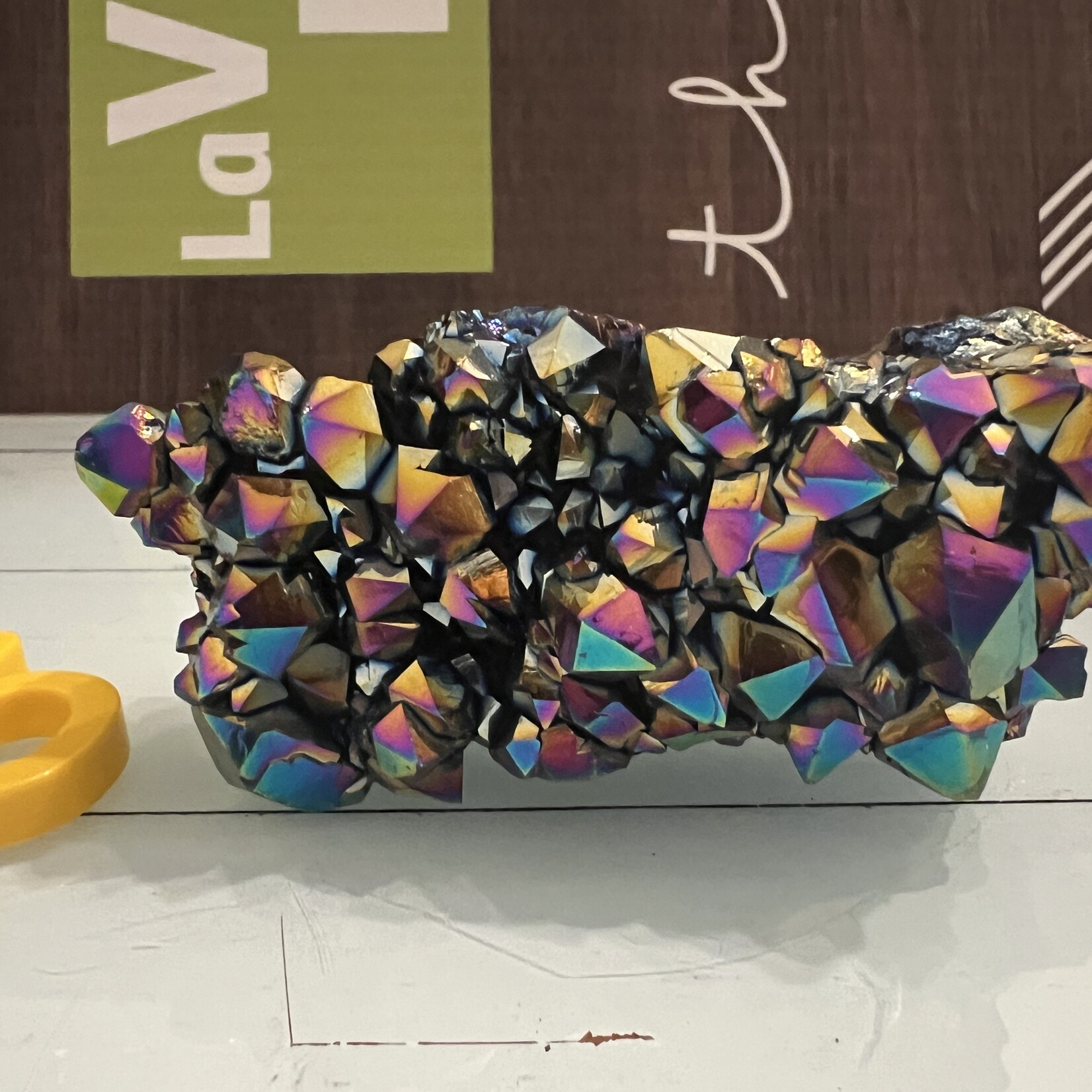 Rainbow Titanium Aura Amethyst Cluster - Unique & Energetic