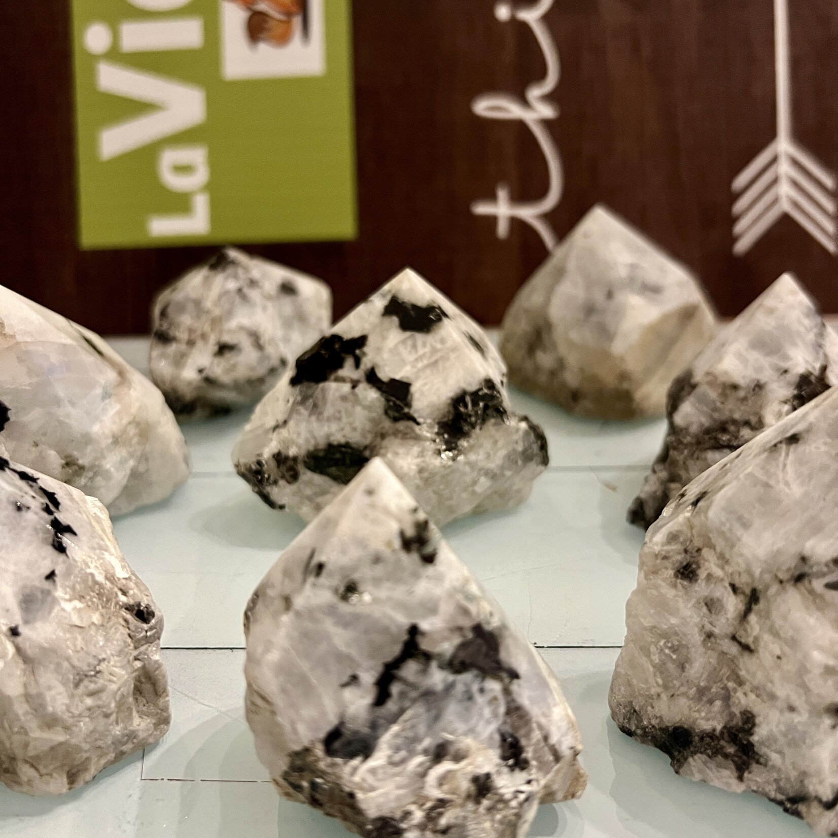 Radiant Rainbow Moonstone Pyramid- Spiritual Harmony