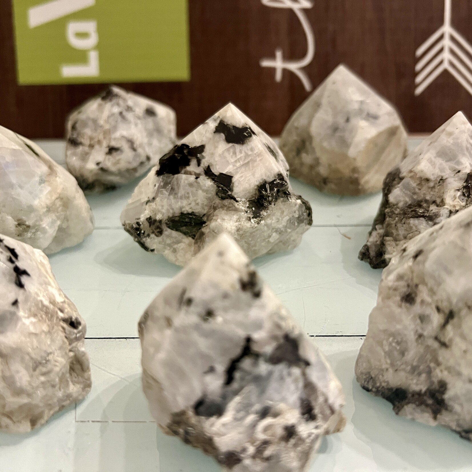 Radiant Rainbow Moonstone Pyramid- Spiritual Harmony