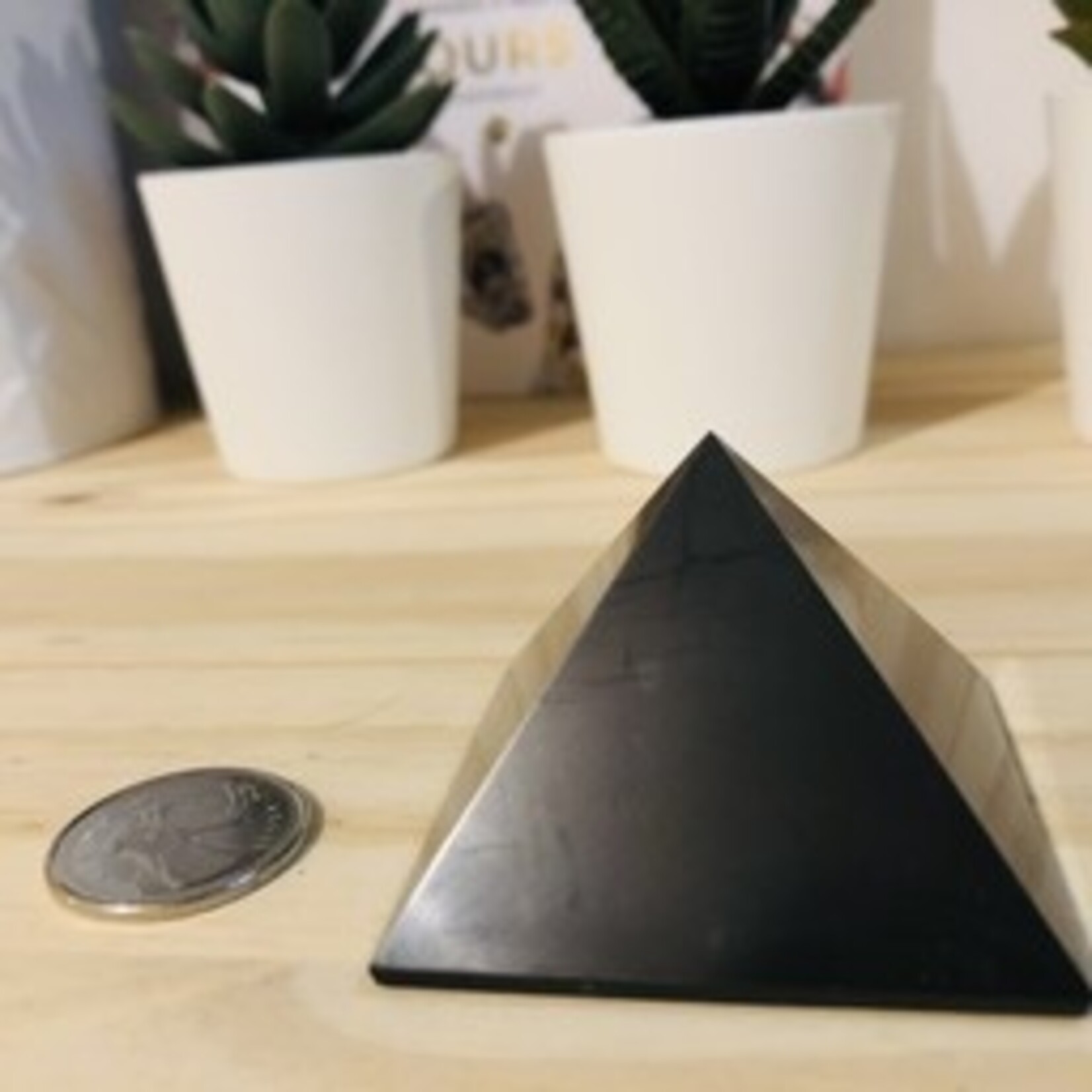 Russian Shungite Pyramid - Natural Black Stone for EMF Protection and Energetic Harmony