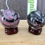 Black and Pink Rhodonite Sphere