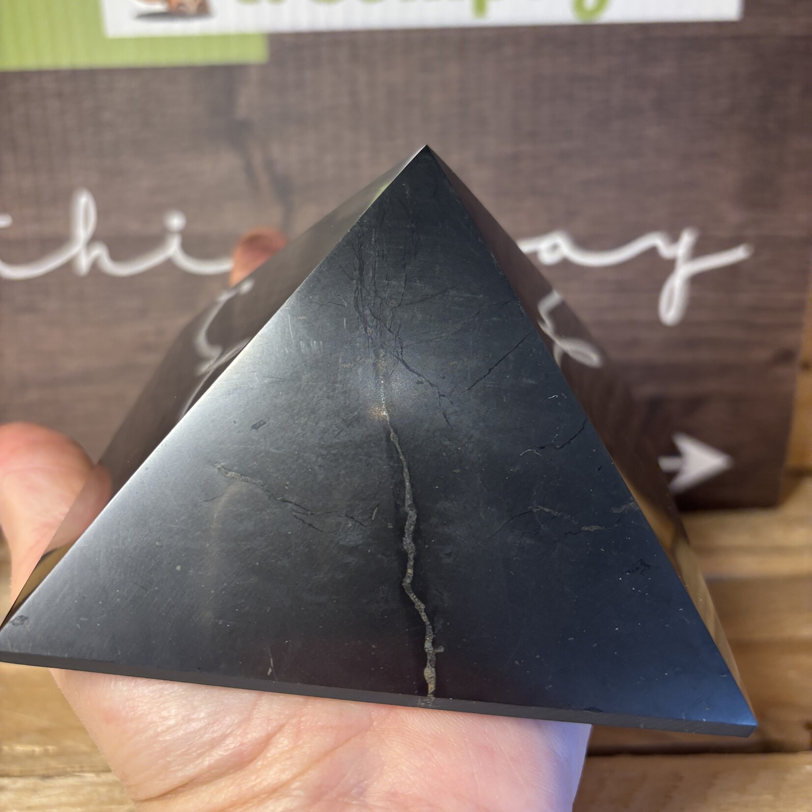 Extra Large Shungite Pyramid – Natural Polished Stone 4 po