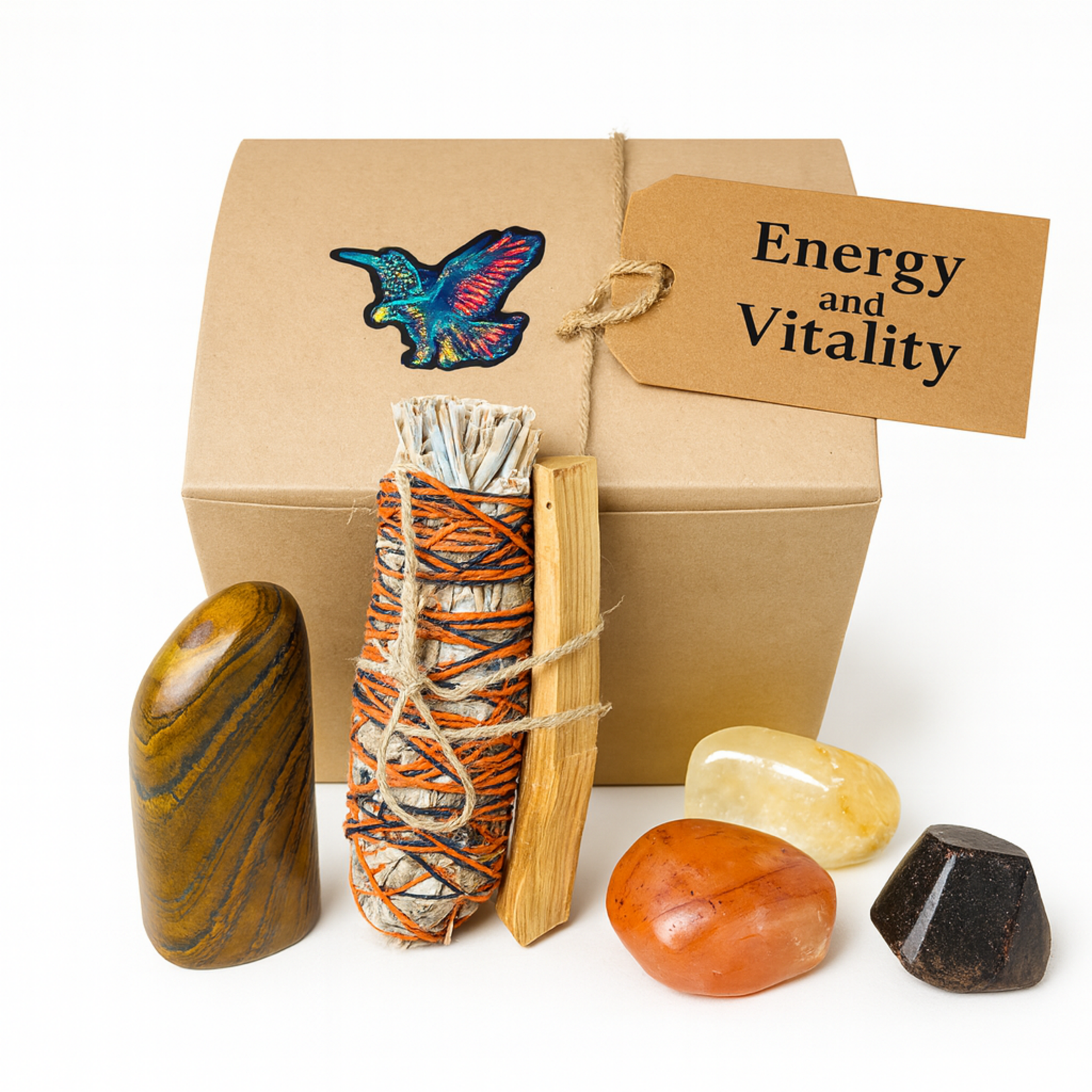 Boîte Cadeau Énergie & Vitalité – Cristaux pour la Motivation, le Courage et l’Énergie Positive