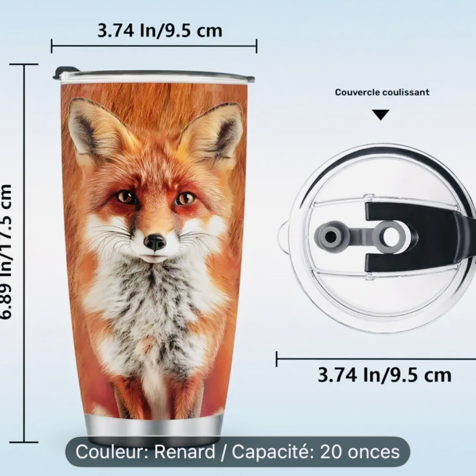 Insulated Fox Tumbler – Stainless Steel (20 oz)