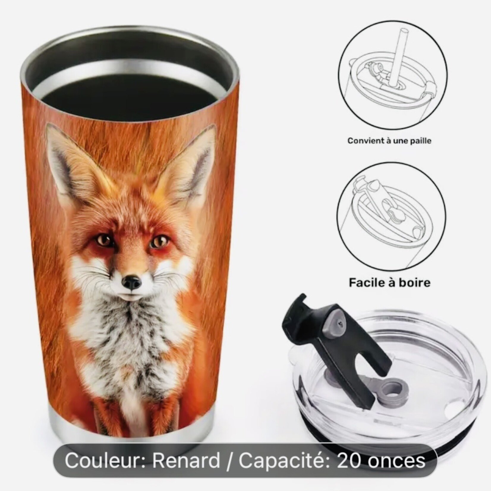 Tasse isotherme Renard – Acier inoxydable (20 oz)